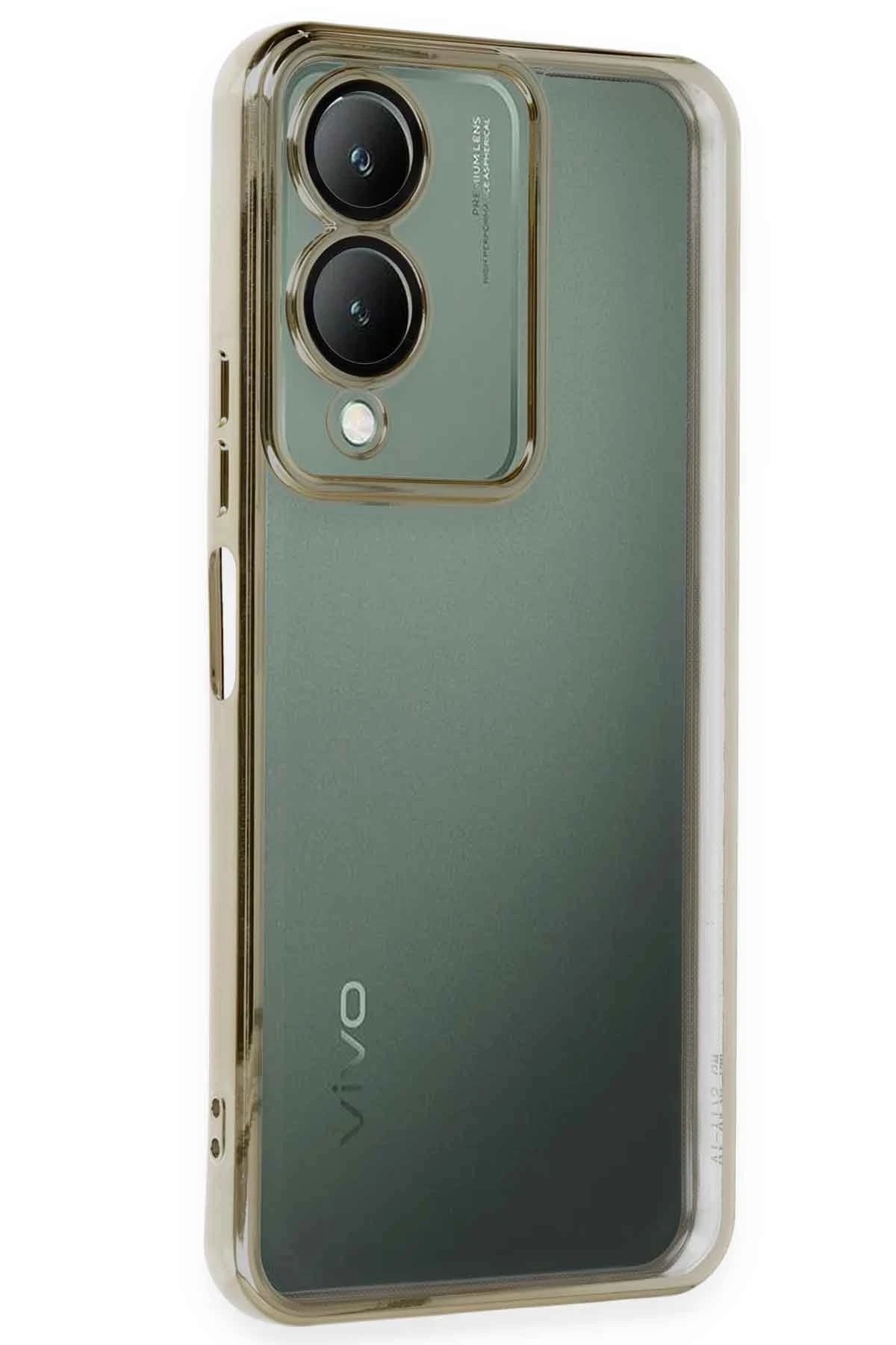 Vivo Y17S Kılıf Lensli Silikon - Gold-(5796)