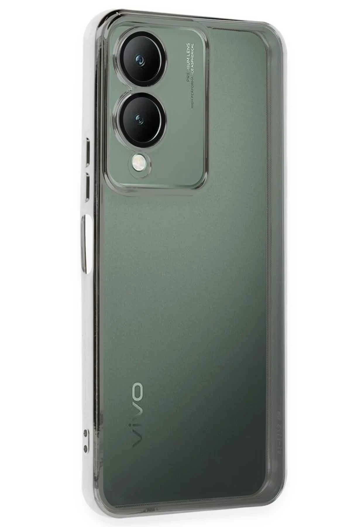 Vivo Y17S Kılıf Lensli Silikon - Gümüş-(5796)