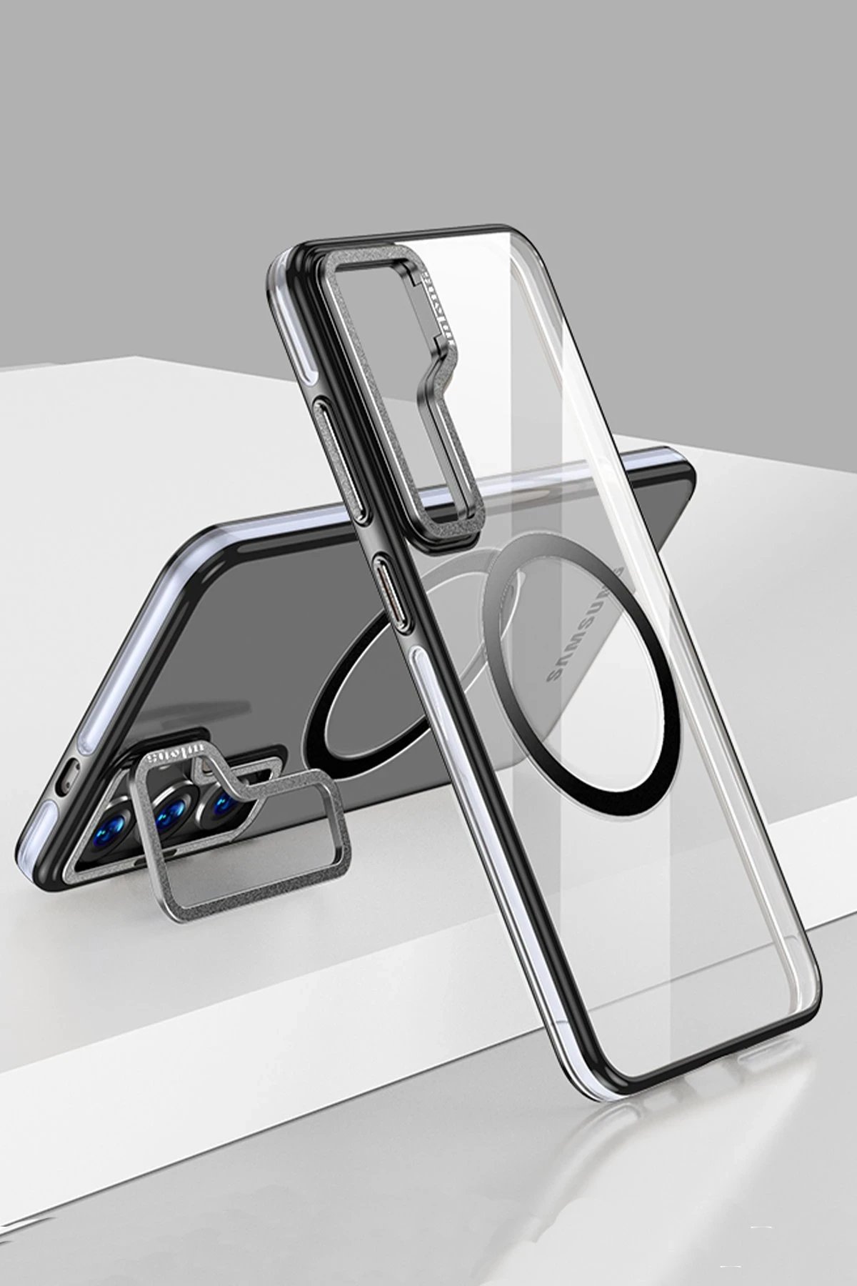 Samsung Galaxy S24 Crystal Magsafe Kapak - Siyah-(5796)