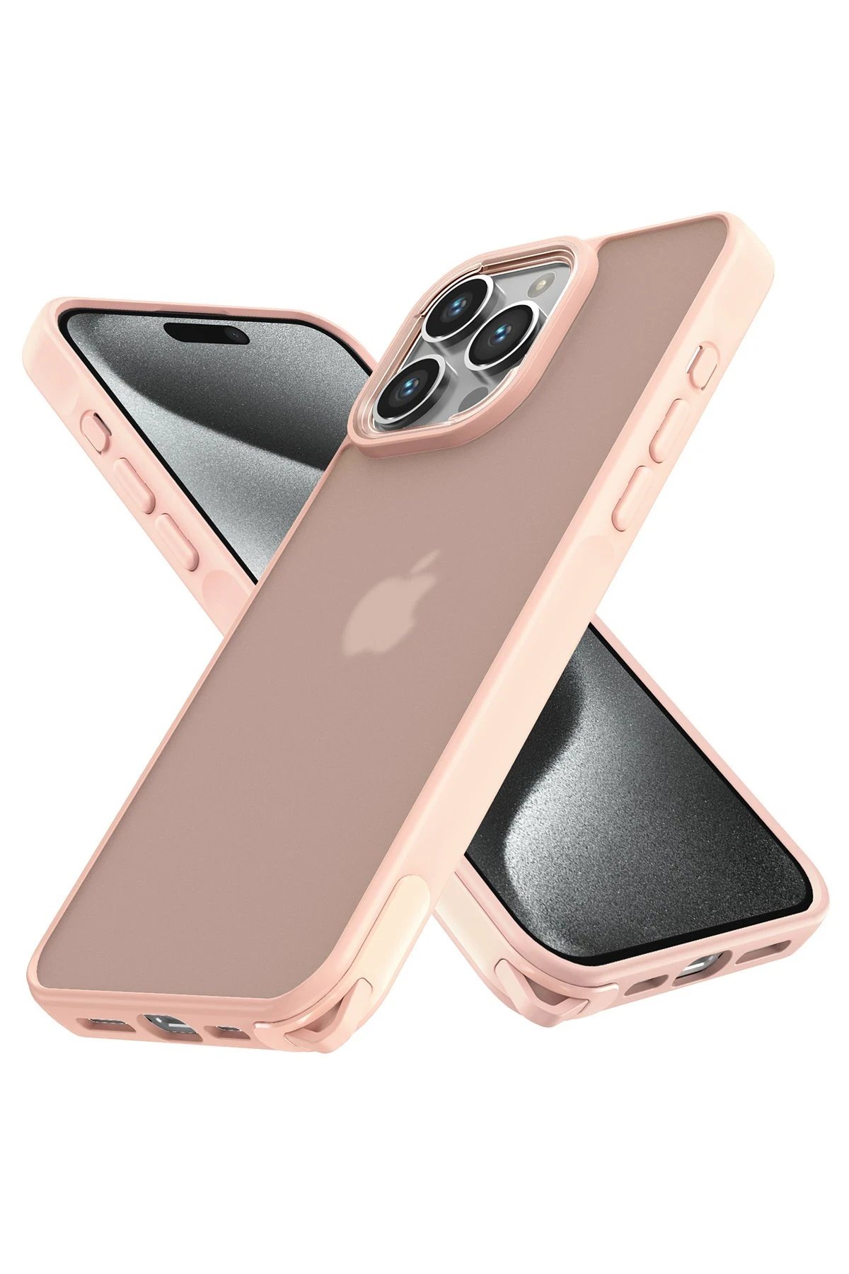 iPhone 15 Pro Kılıf Elegant Kapak - Pudra-(5796)