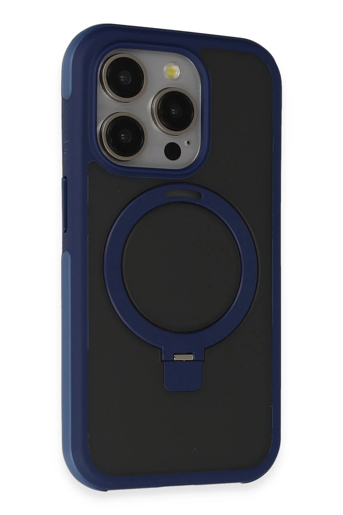 iPhone 15 Pro Max Zorda Airbag Magsafe Standlı Kapak - Lacivert-(5796)