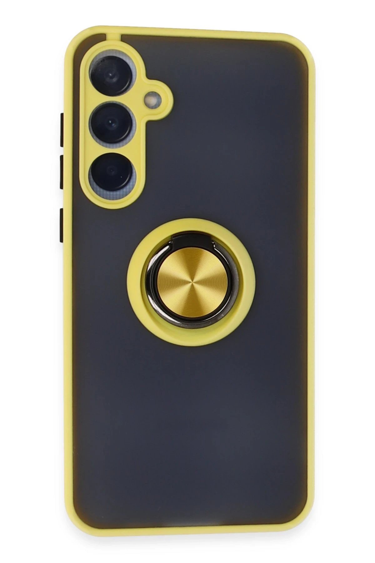 Samsung Galaxy A55 5G Kılıf Montreal Yüzüklü Silikon Kapak - Sarı-(5796)