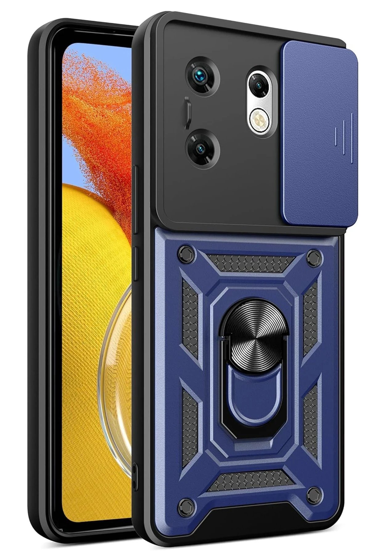 İnfinix Zero 30 4G Kılıf Pars Lens Yüzüklü Silikon - Lacivert-(5796)