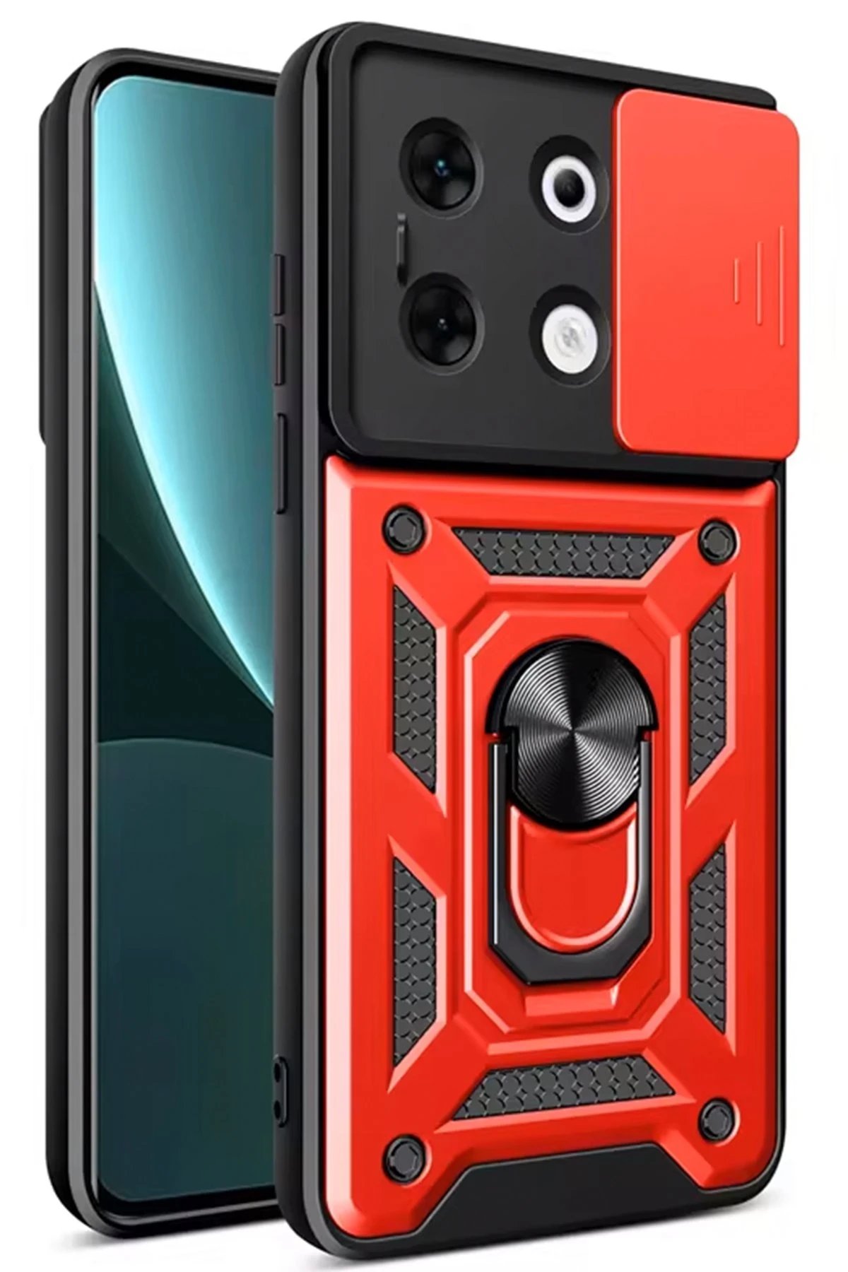 İnfinix Zero 30 5G Kılıf Pars Lens Yüzüklü Silikon - Kırmızı-(5796)