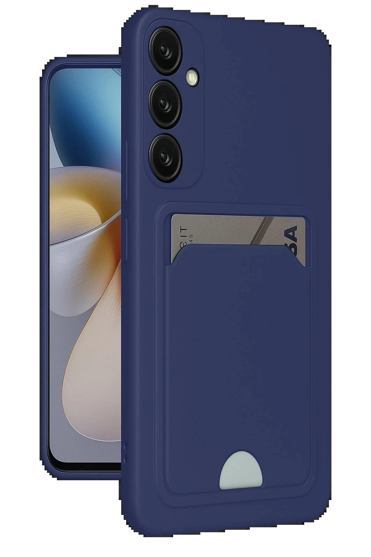 Samsung Galaxy A35 5G Kılıf Kelvin Kartvizitli Silikon - Lacivert-(5796)