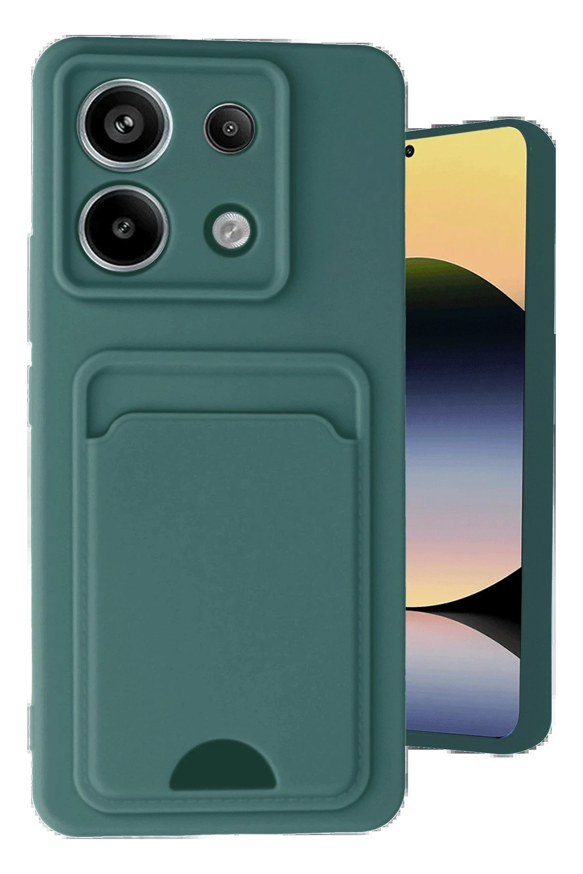 Xiaomi Redmi Note 13 Pro 5G Kılıf Kelvin Kartvizitli Silikon - Koyu Yeşil-(5796)