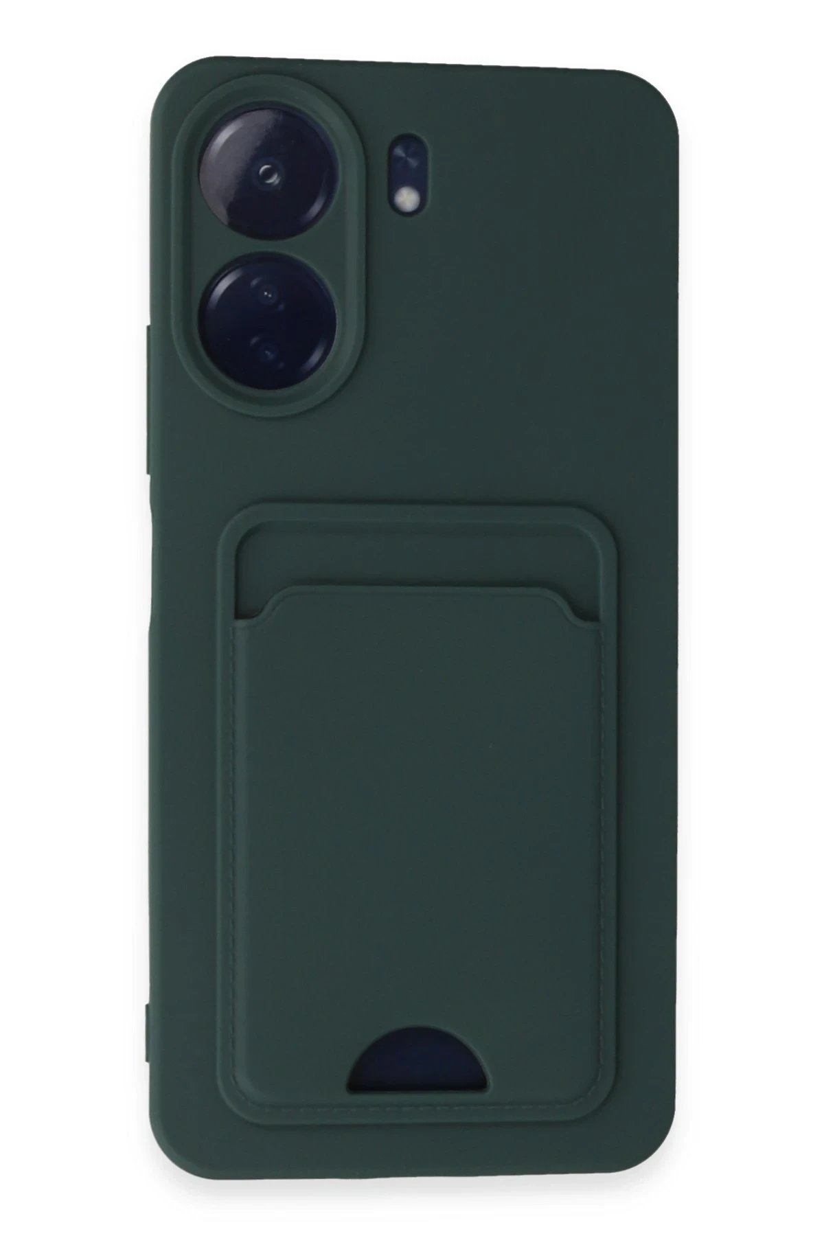 Xiaomi Redmi 13C Kılıf Kelvin Kartvizitli Silikon - Koyu Yeşil-(5796)