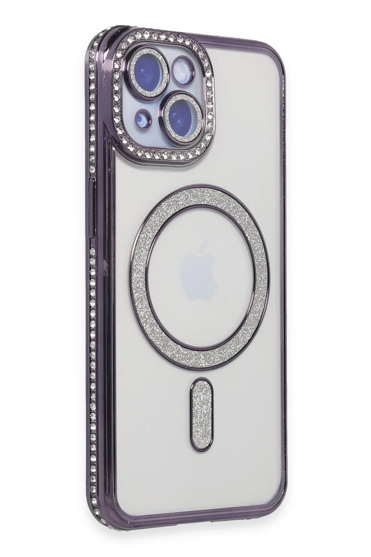 iPhone 13 Kılıf Joke Simli Magneticsafe Kılıf - Derin Mor-(5796)