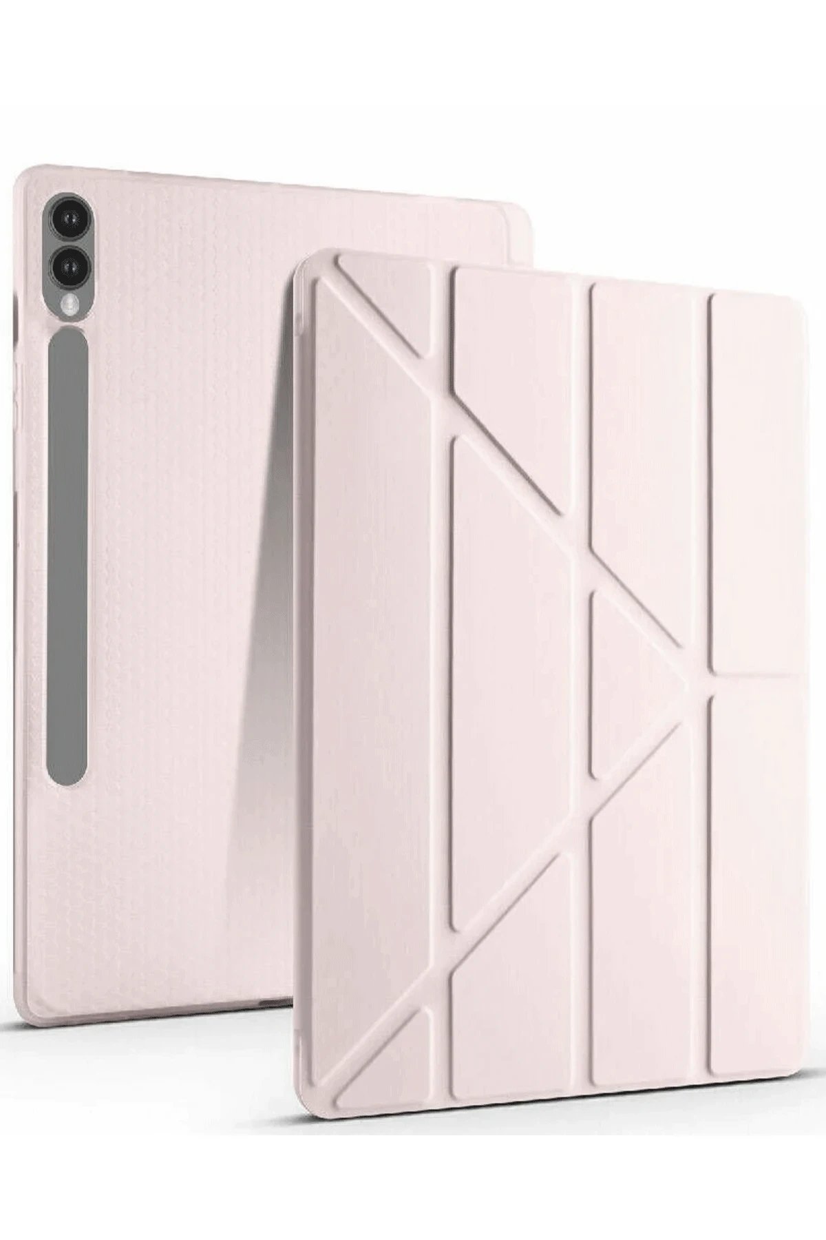 Samsung Galaxy X610 Tab S9 FE Plus 12.4 Kılıf Kalemlikli Mars Tablet Kılıfı - Rose Gold-(5796)