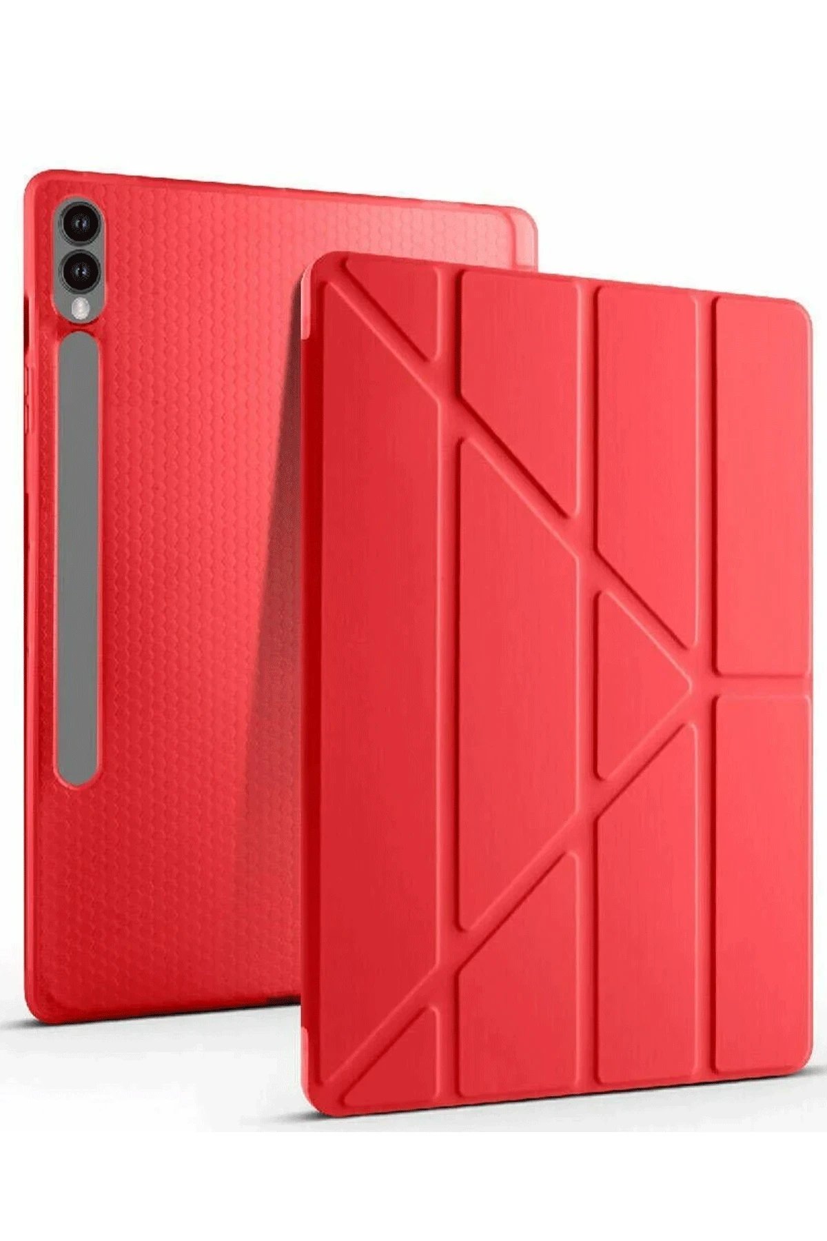 Samsung Galaxy X610 Tab S9 FE Plus 12.4 Kılıf Kalemlikli Mars Tablet Kılıfı - Kırmızı-(5796)