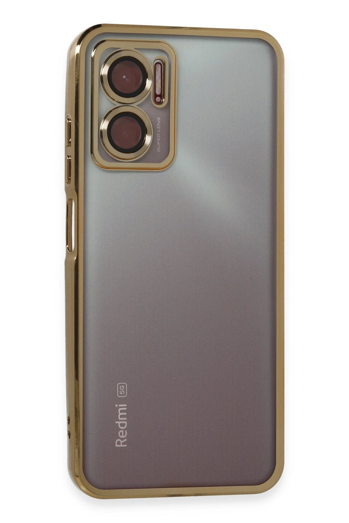 Xiaomi Redmi Note 11E Kılıf Lensli Silikon - Gold-(5796)