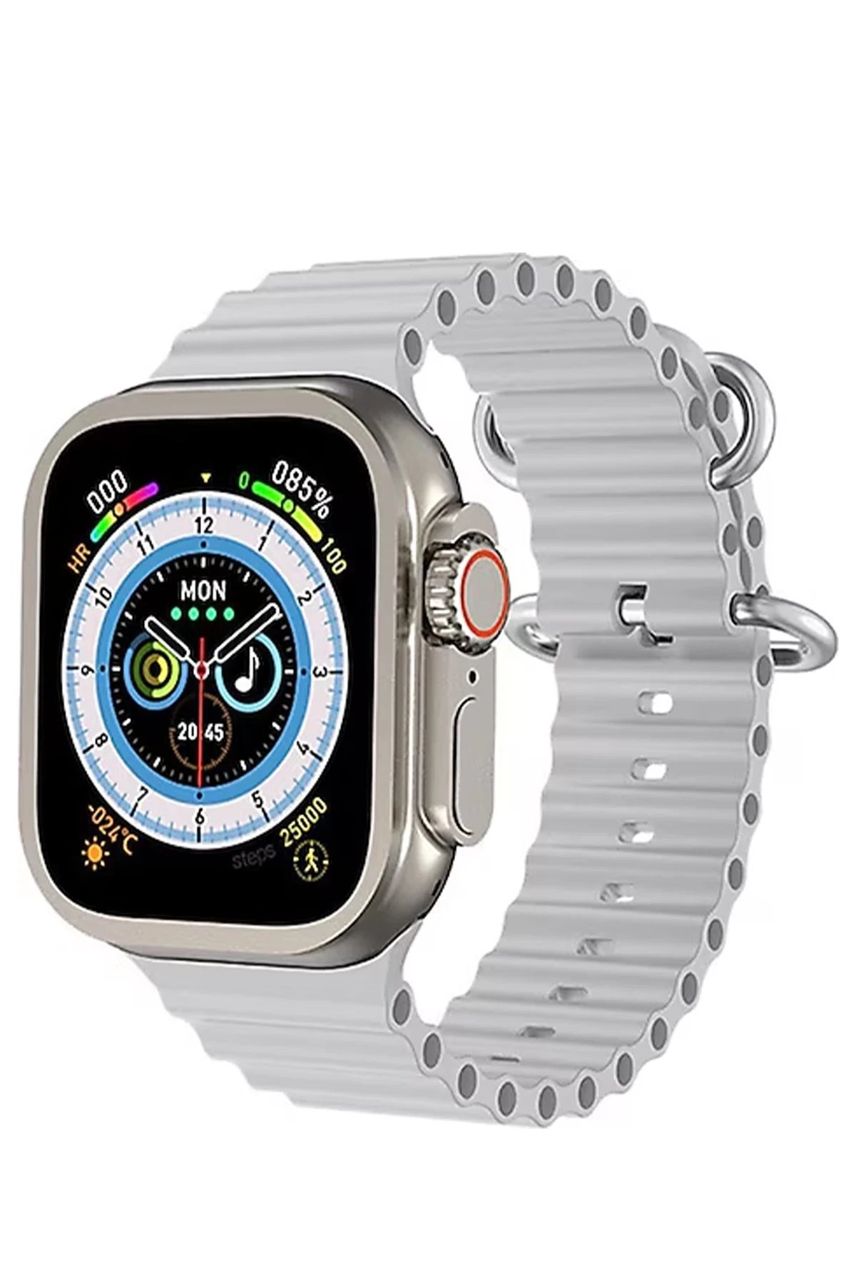 Ultra 8 2.1 inç IPS Ekran Konuşma ve NFC Özellikli Akıllı Saat - Gümüş-(5796)