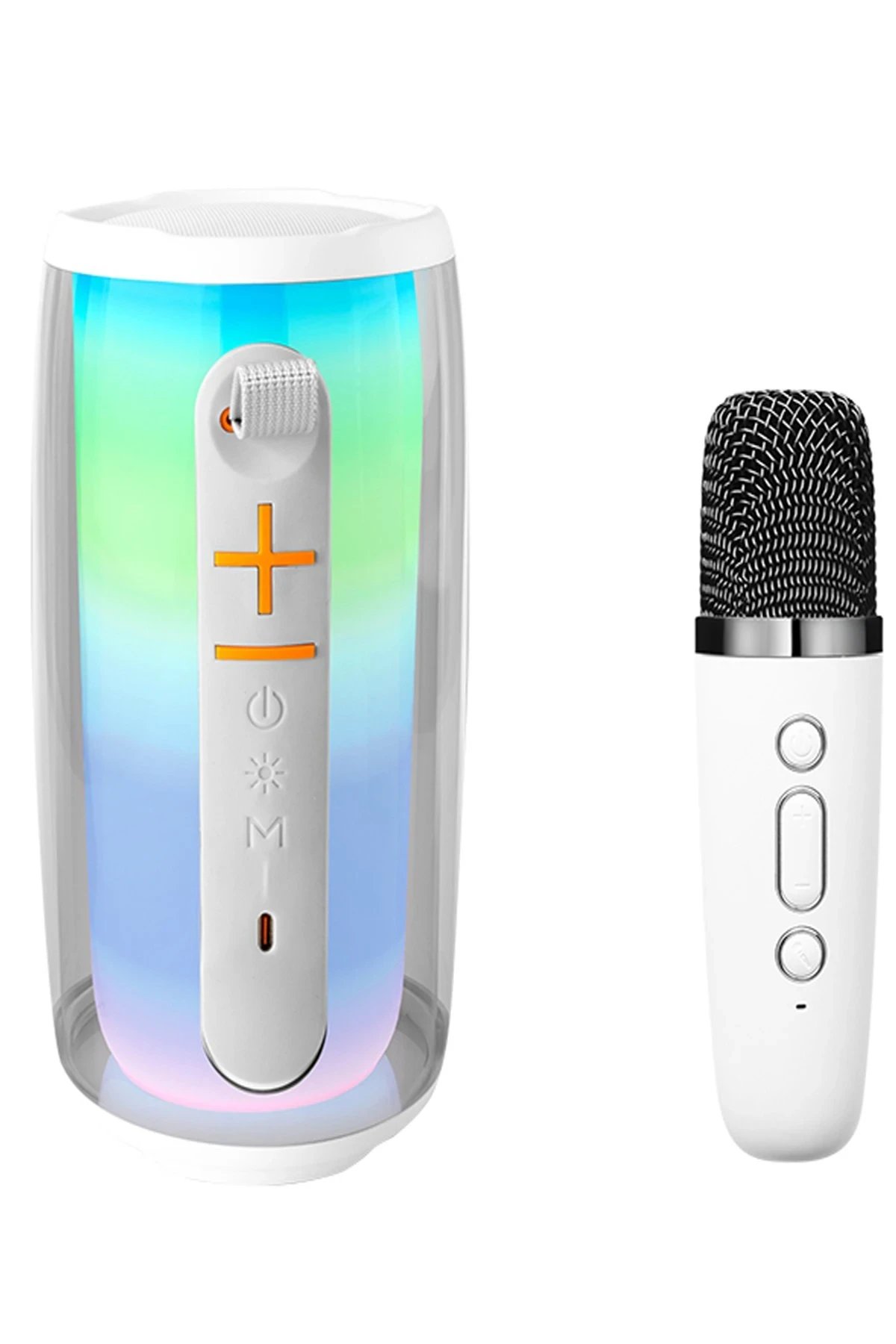 Pluse 6 Mikrofonlu RGB Kablosuz Hoparlör - Beyaz-(5796)