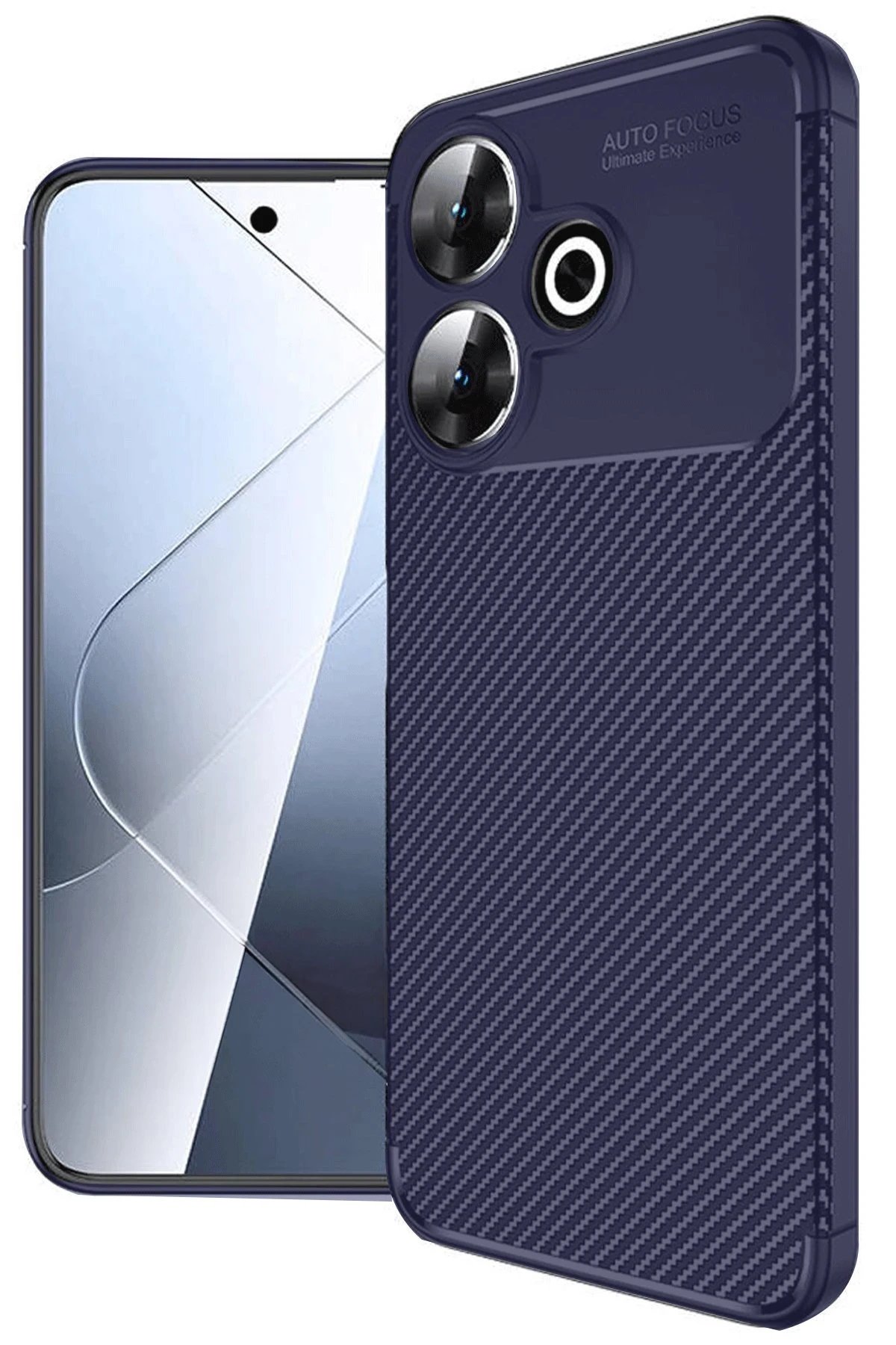 Xiaomi Redmi 13 4G Kılıf Auto Focus Karbon Kapak - Lacivert-(5796)