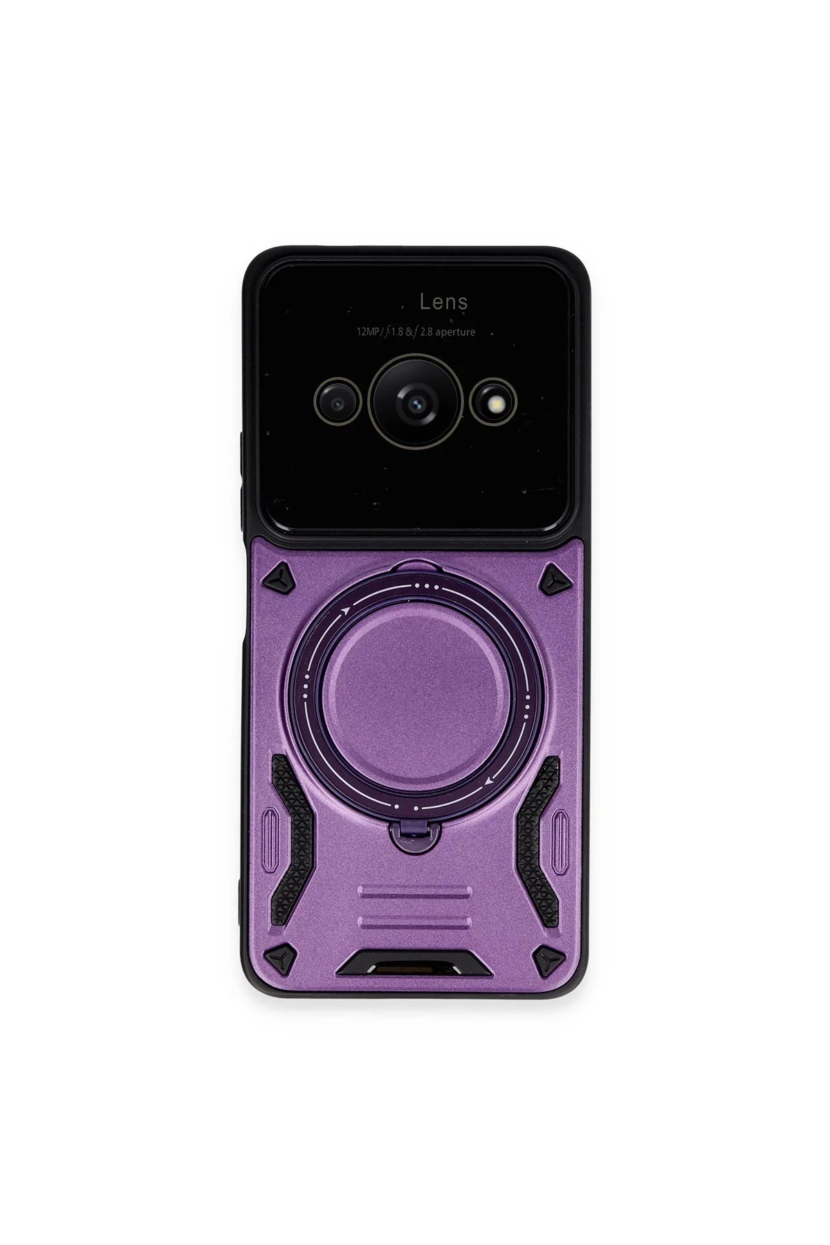 Xiaomi Poco C61 Kılıf Joy Lens Standlı Kapak - Mor-(5796)