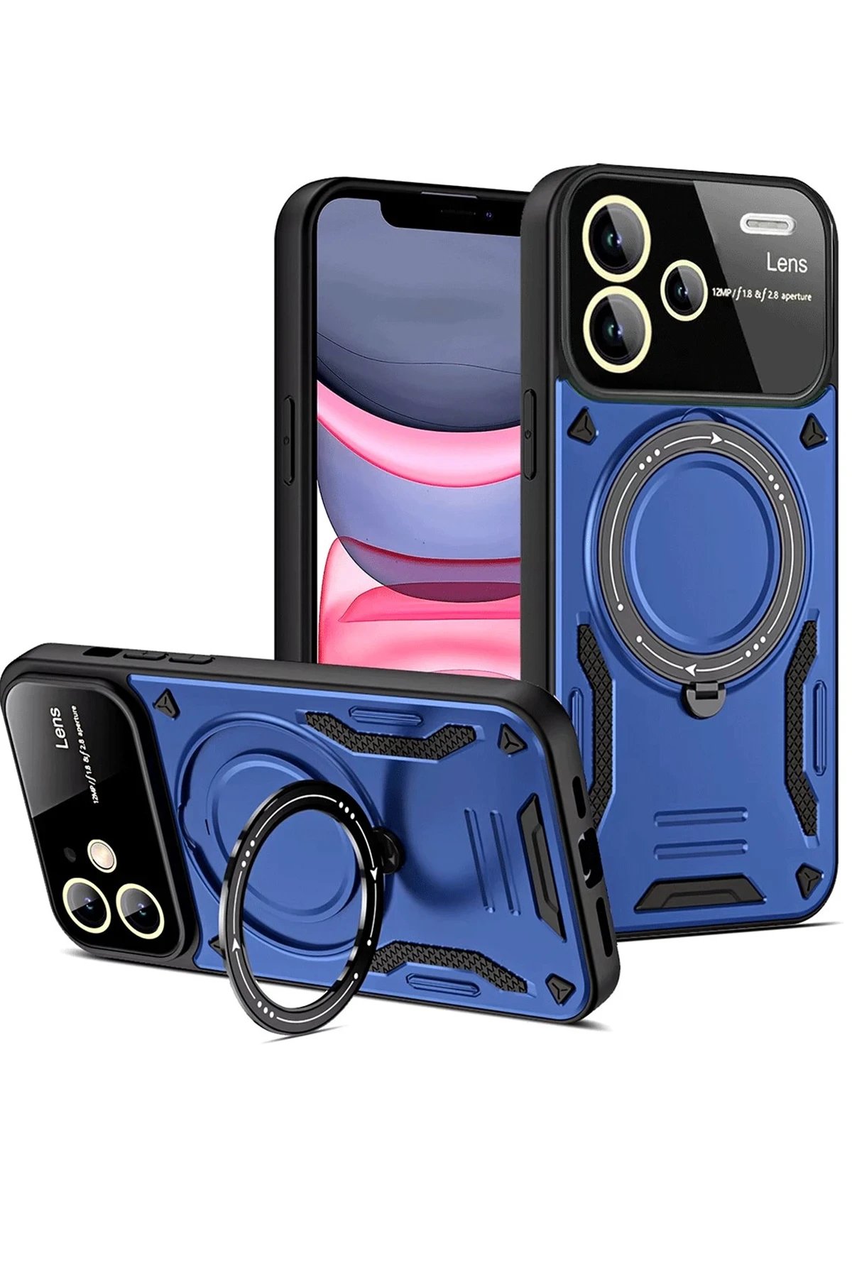 Xiaomi Redmi Note 13 Pro Plus Joy Lens Standlı Kapak - Lacivert-(5796)