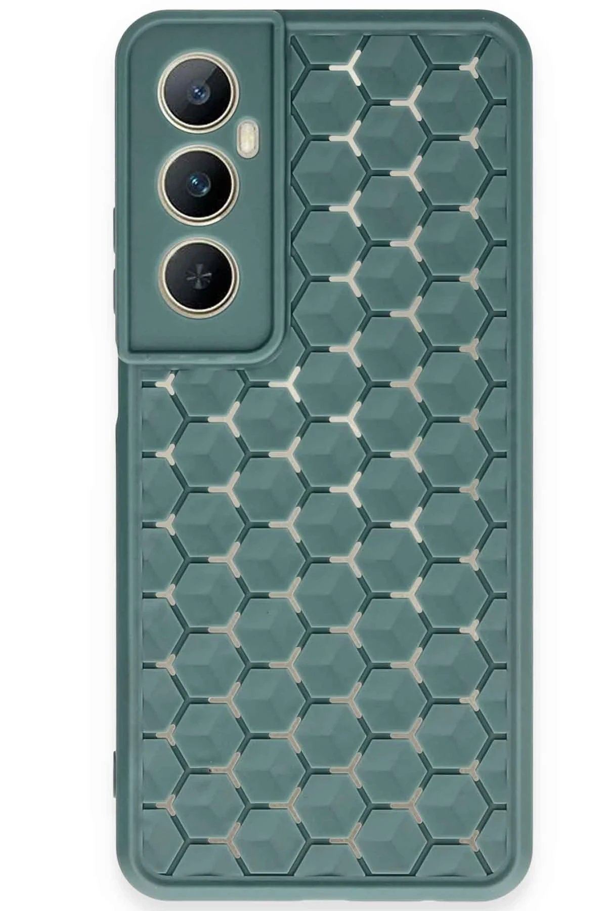 Realme C65 Kılıf Petek Silikon Kapak - Koyu Yeşil-(5796)