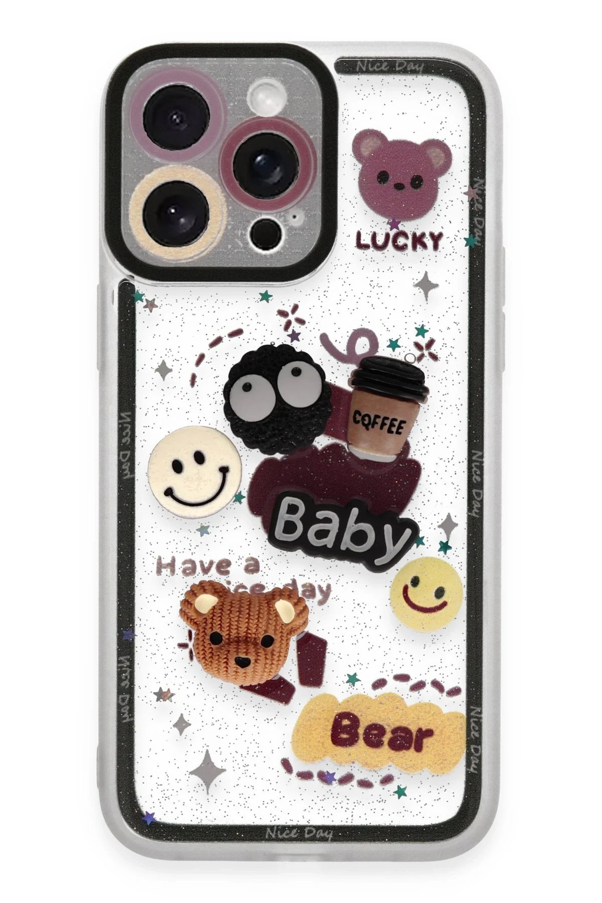 iPhone 14 Pro Kılıf Sweet Desenli Silikon Kapak - Sarı-(5796)