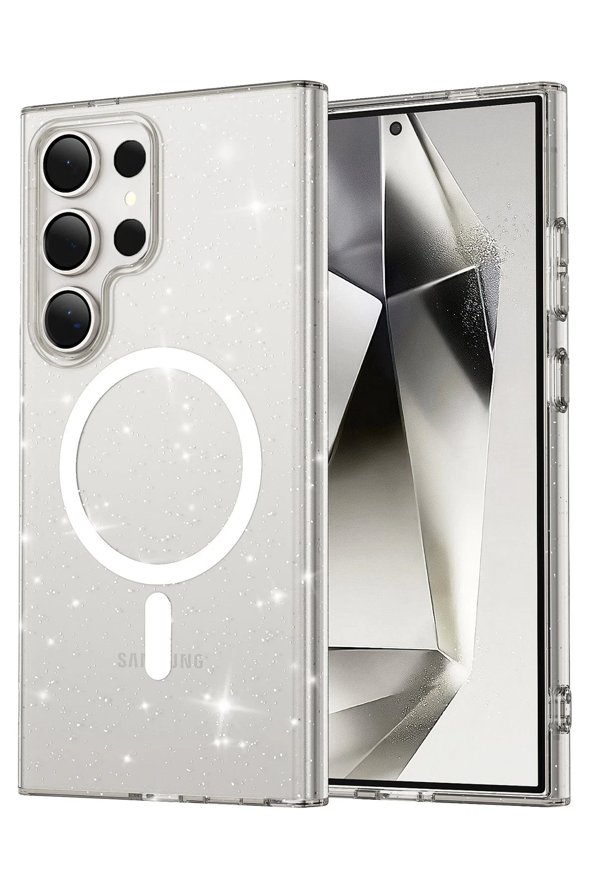 Samsung Galaxy S23 Ultra Kılıf Glow Magsafe Kapak - Şeffaf-(5796)