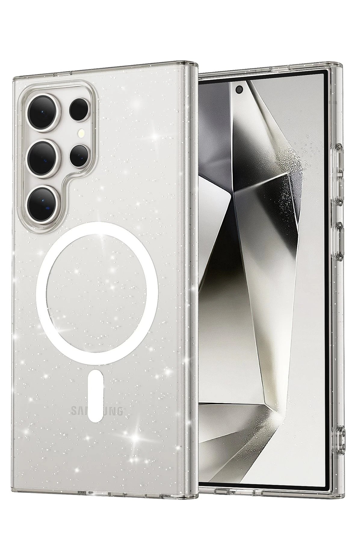 Samsung Galaxy S24 Ultra Kılıf Glow Magsafe Kapak - Şeffaf-(5796)