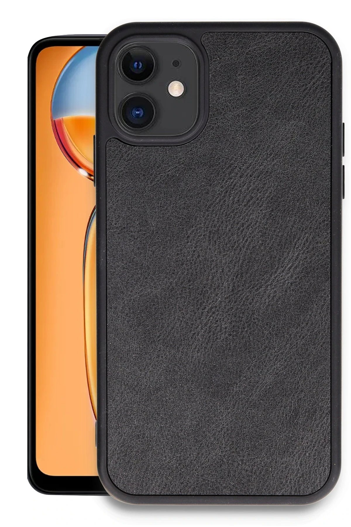 iPhone 11 Kılıf Aras Deri Kapak - Siyah-(5796)