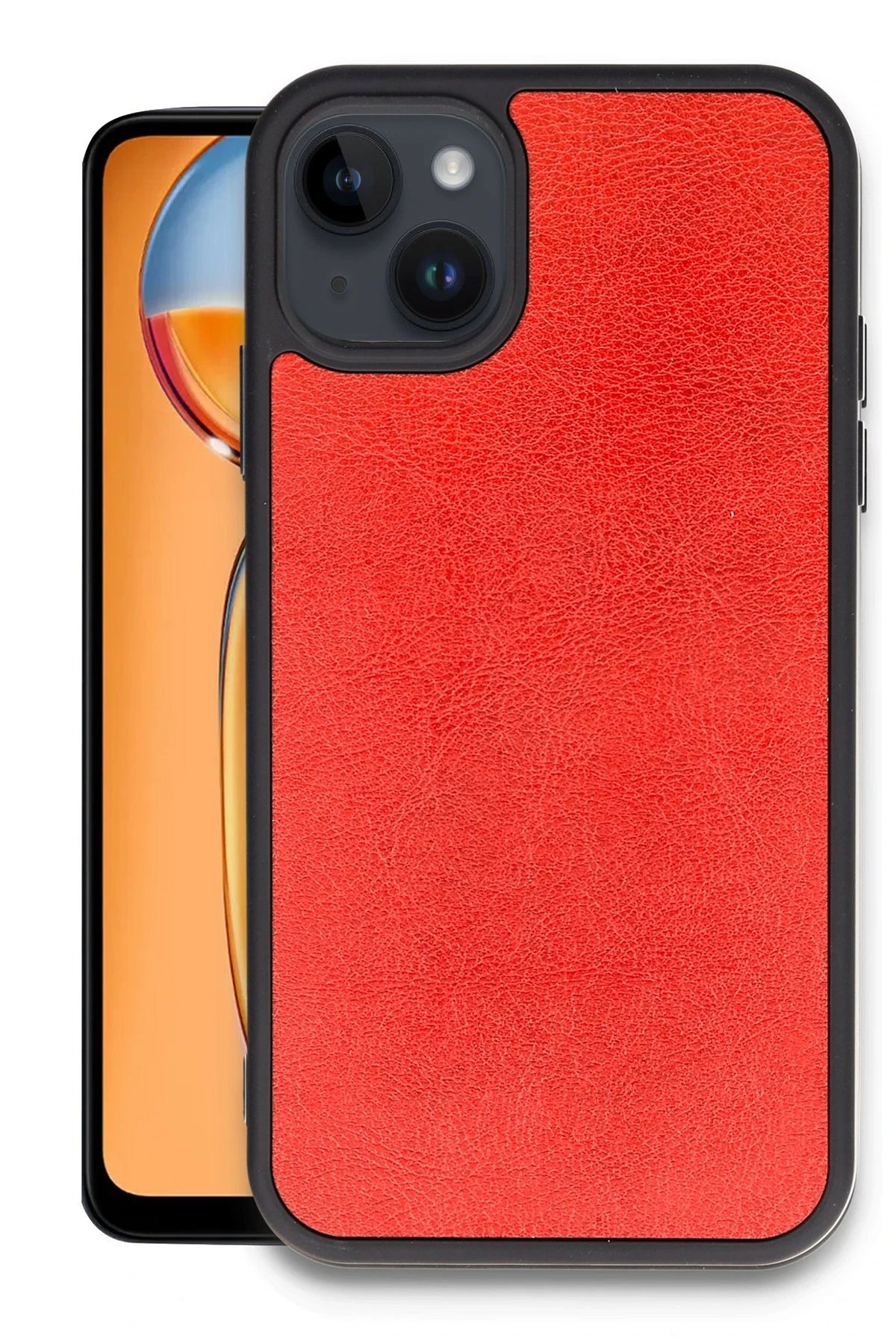 iPhone 14 Kılıf Aras Deri Kapak - Kırmızı-(5796)