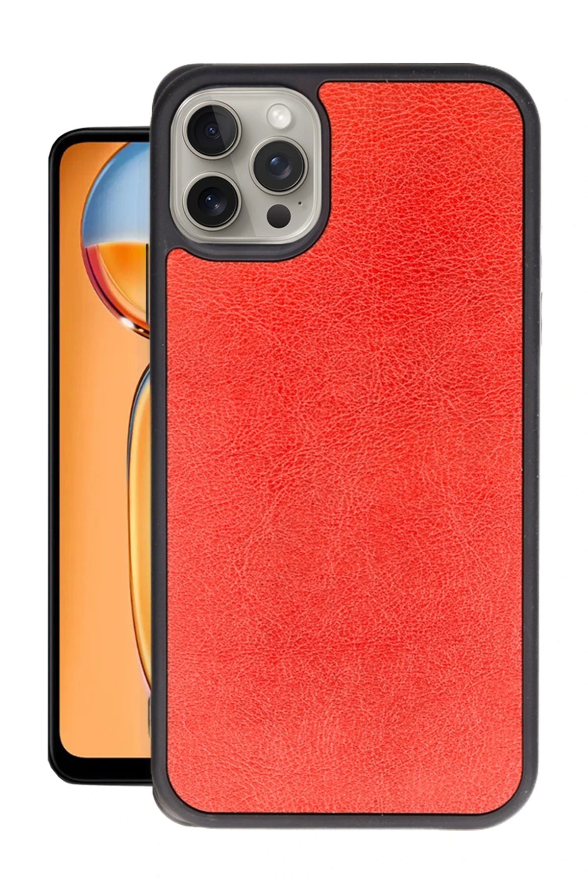 iPhone 14 Pro Kılıf Aras Deri Kapak - Kırmızı-(5796)