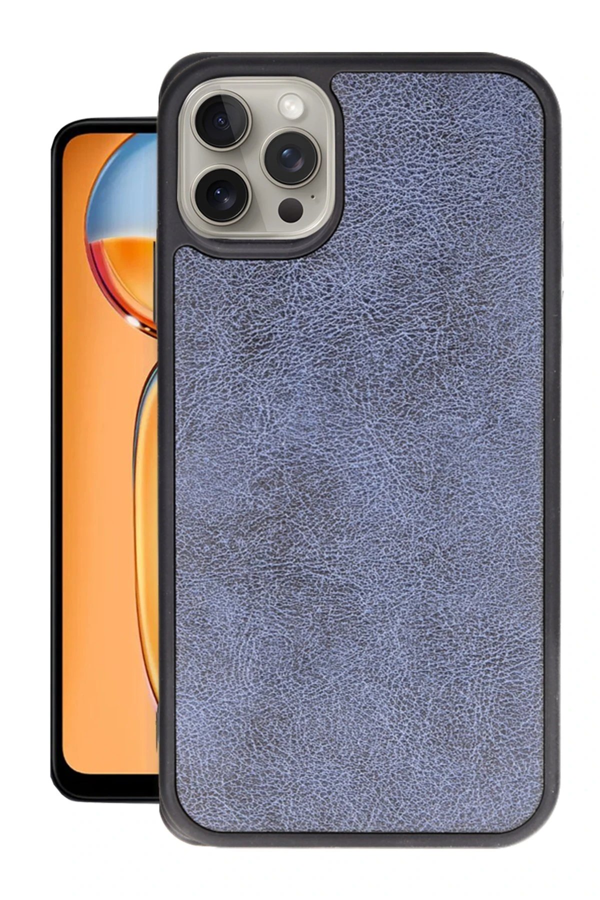 iPhone 14 Pro Kılıf Aras Deri Kapak - Lacivert-(5796)