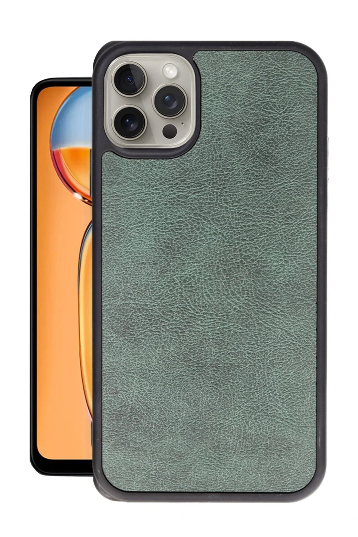 iPhone 15 Pro Max Kılıf Aras Deri Kapak - Koyu Yeşil-(5796)