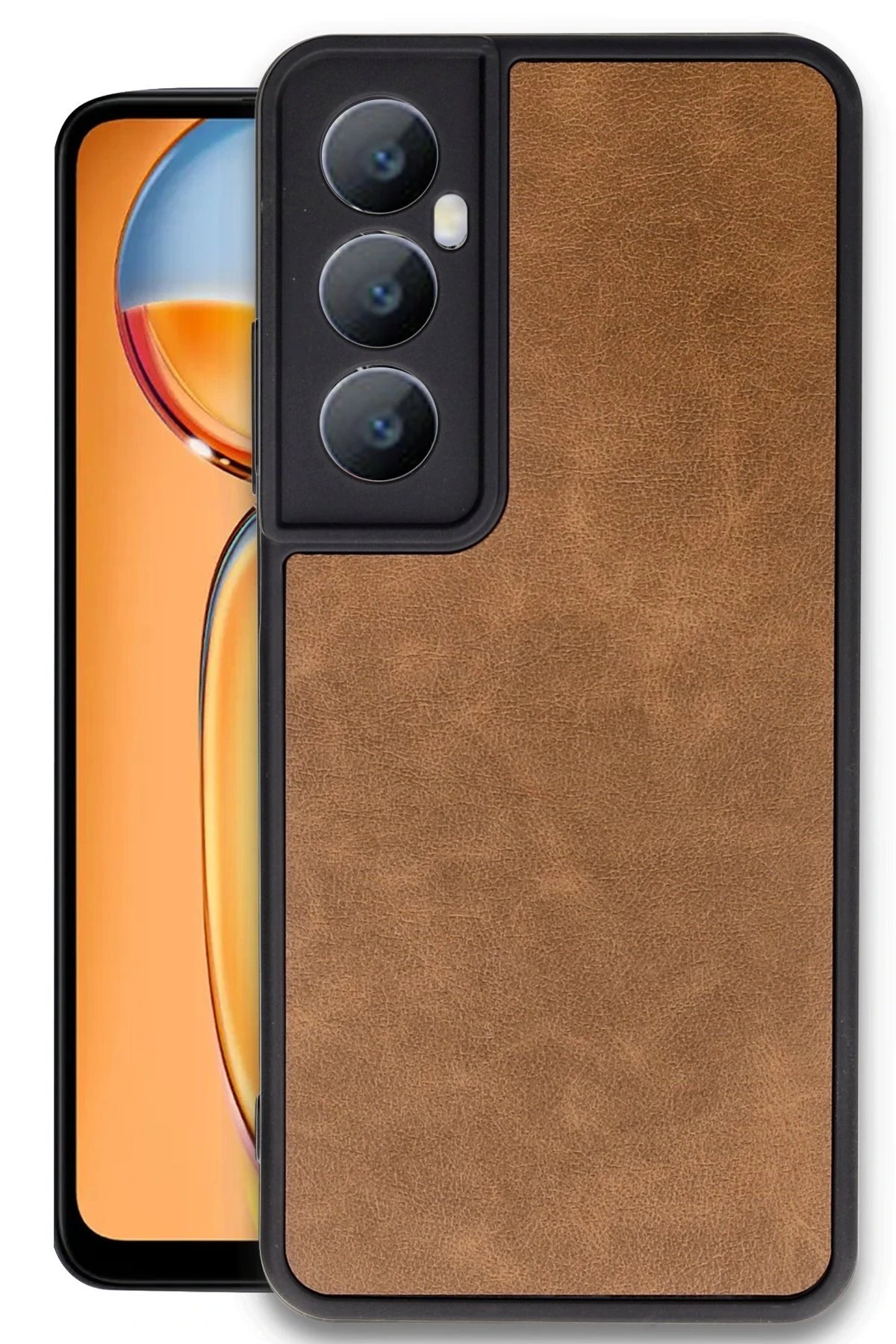 Realme C65 Kılıf Aras Deri Kapak - Taba-(5796)