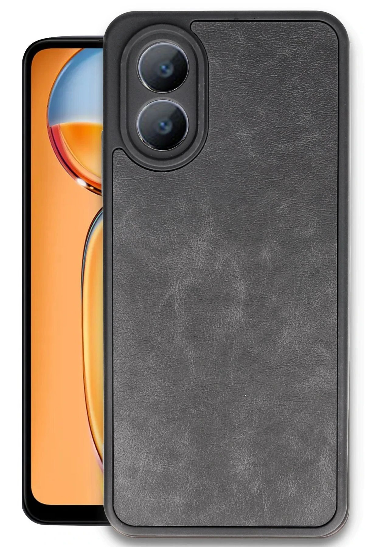 Oppo A38 Kılıf Aras Deri Kapak - Siyah-(5796)