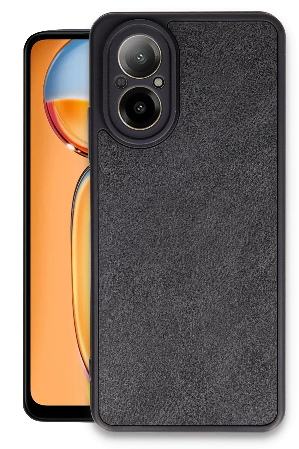 Realme 12 Lite Kılıf Aras Deri Kapak - Siyah-(5796)