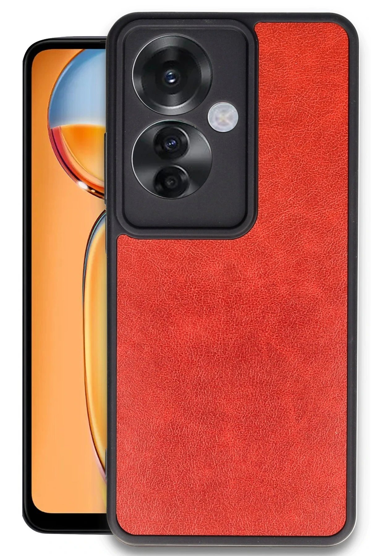 Oppo Reno 11F Kılıf Aras Deri Kapak - Kırmızı-(5796)