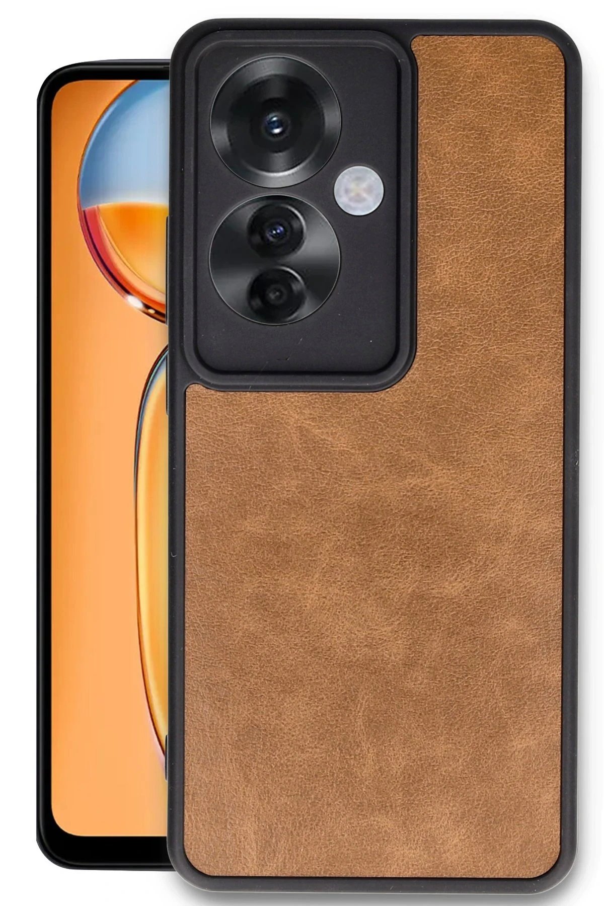 Oppo Reno 11F Kılıf Aras Deri Kapak - Taba-(5796)