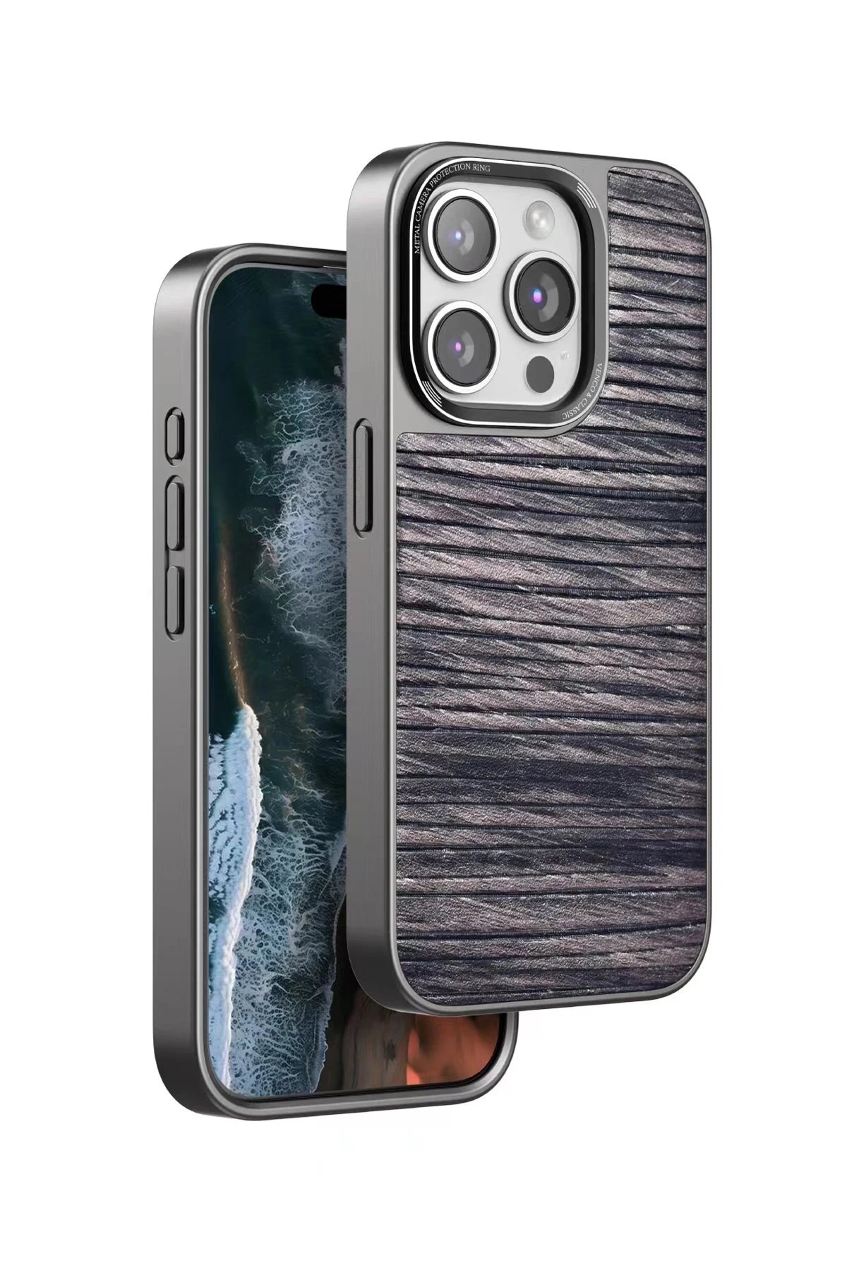 iPhone 14 Pro Max Wave Kapak - Kahverengi-(5796)