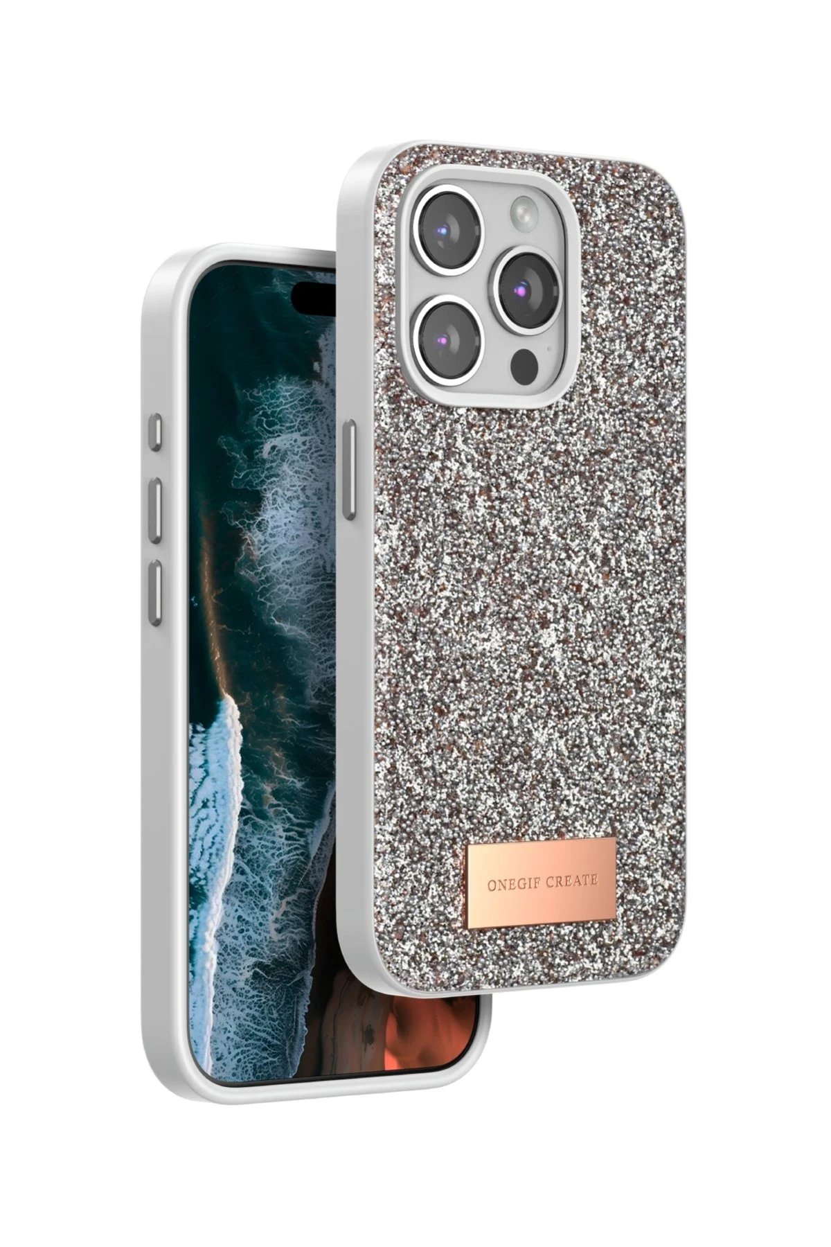 iPhone 14 Pro Max Bright Simli Kapak - Gold-(5796)