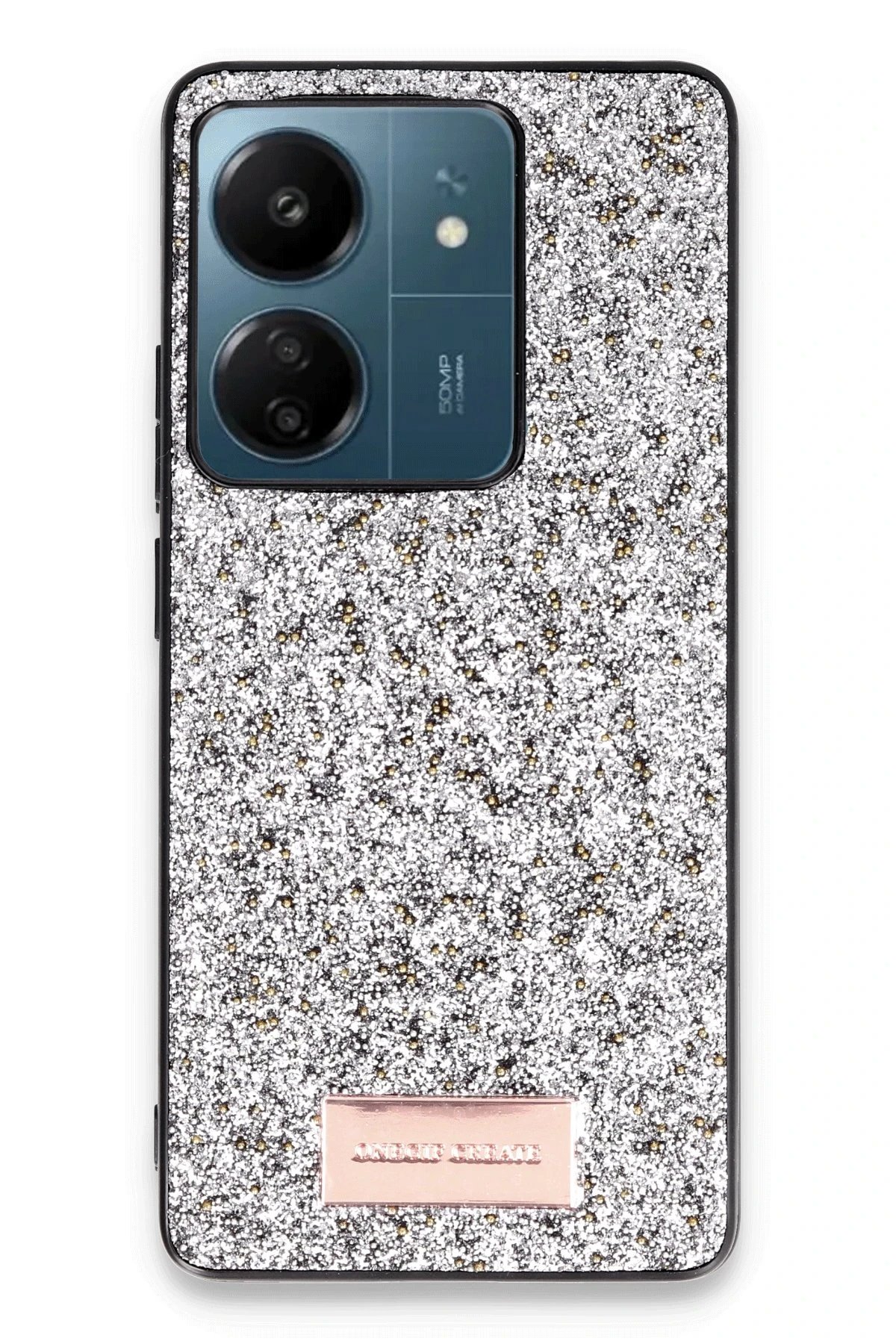 Xiaomi Redmi 13C Bright Simli Kapak - Gümüş-(5796)