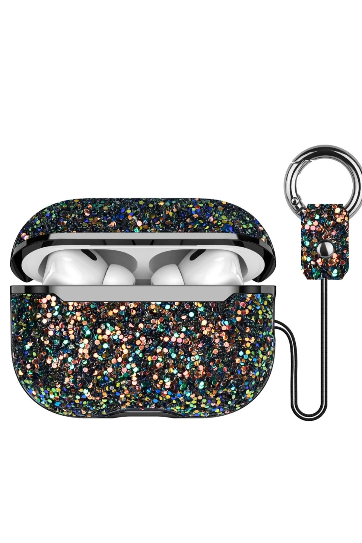 Airpods 2 (2.nesil) Bright Simli Airpods Kapak - Siyah-(5796)