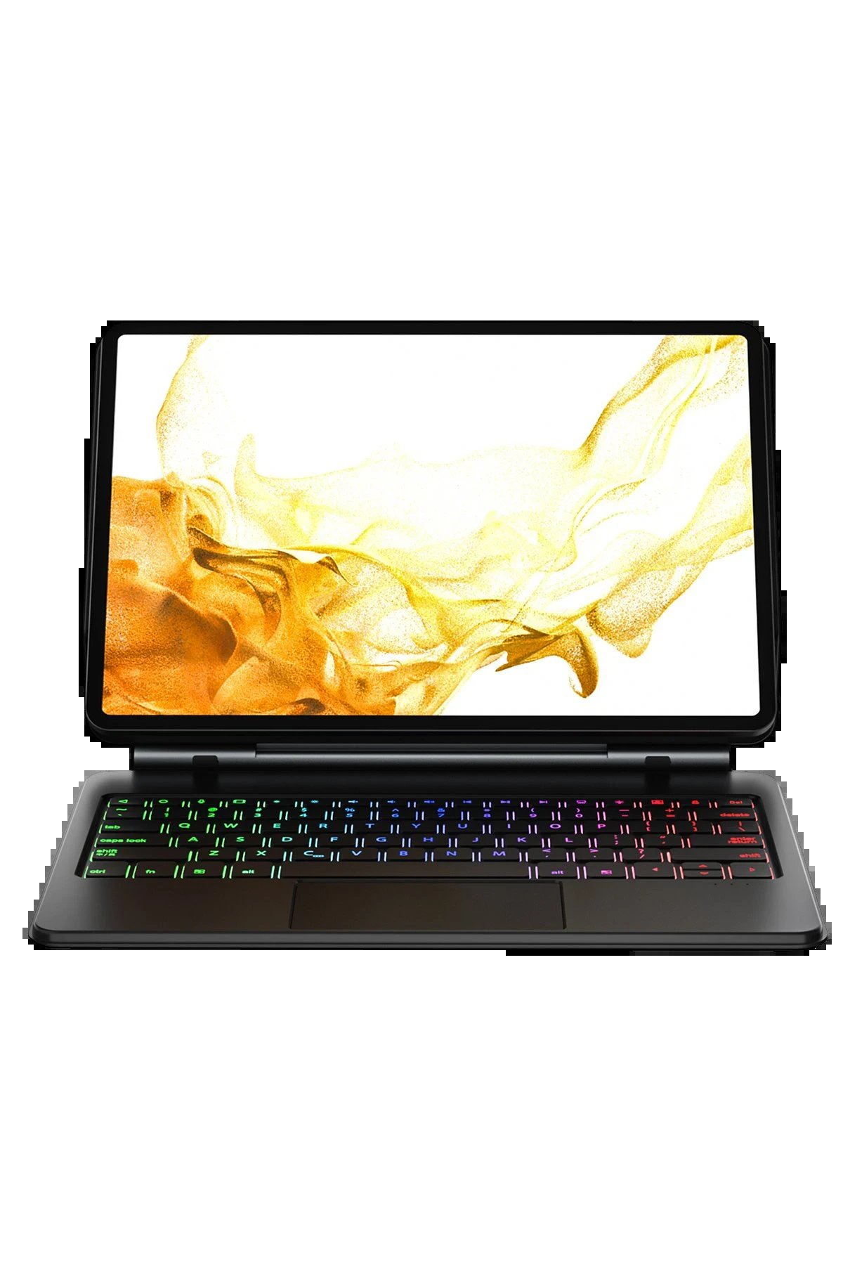 Samsung Galaxy T737 Tab S7 FE 12.4 Kılıf Eternal Ledli Klavyeli Tablet Kılıfı - Siyah-(5796)