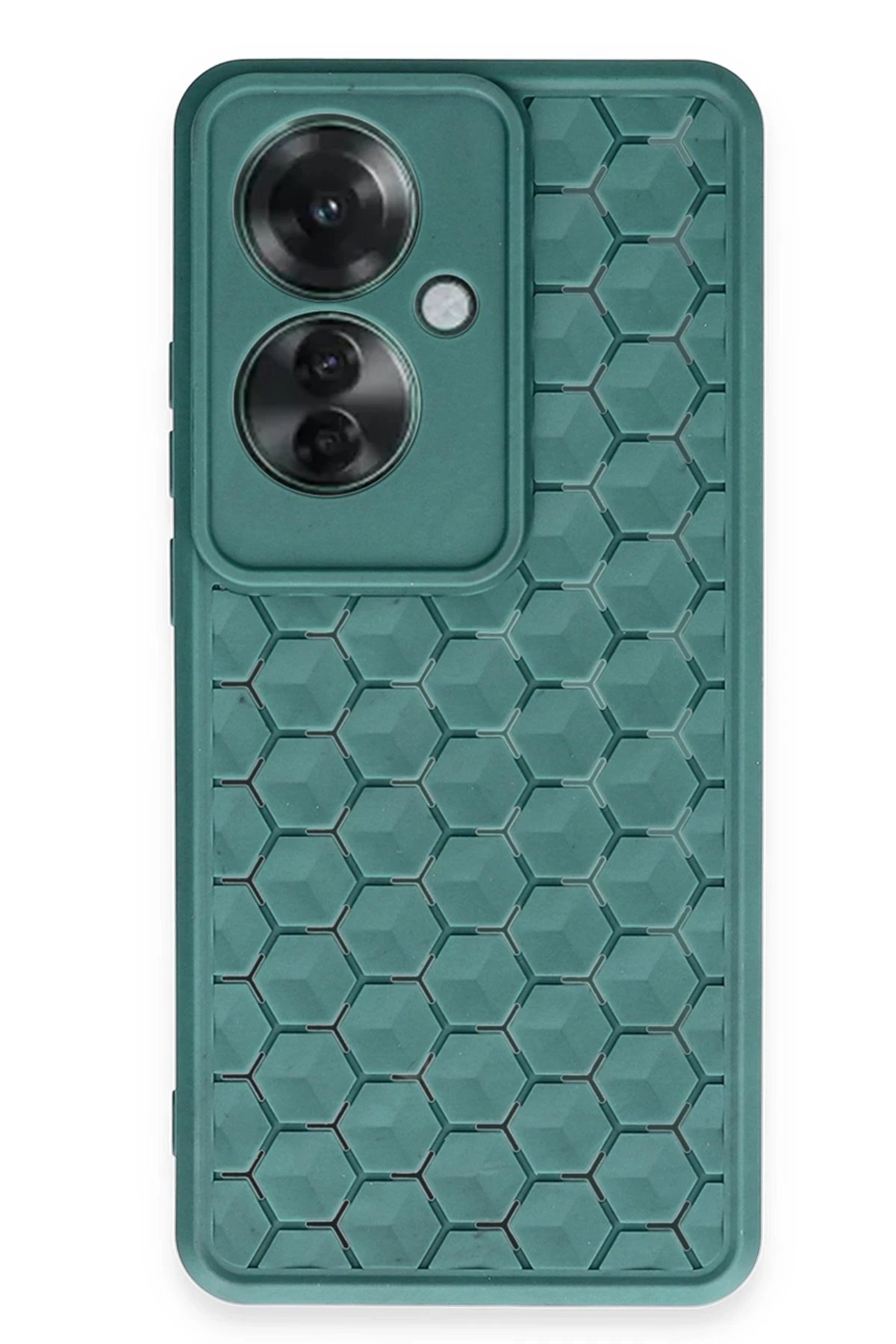 Oppo Reno 11F Kılıf Petek Silikon Kapak - Koyu Yeşil-(5796)