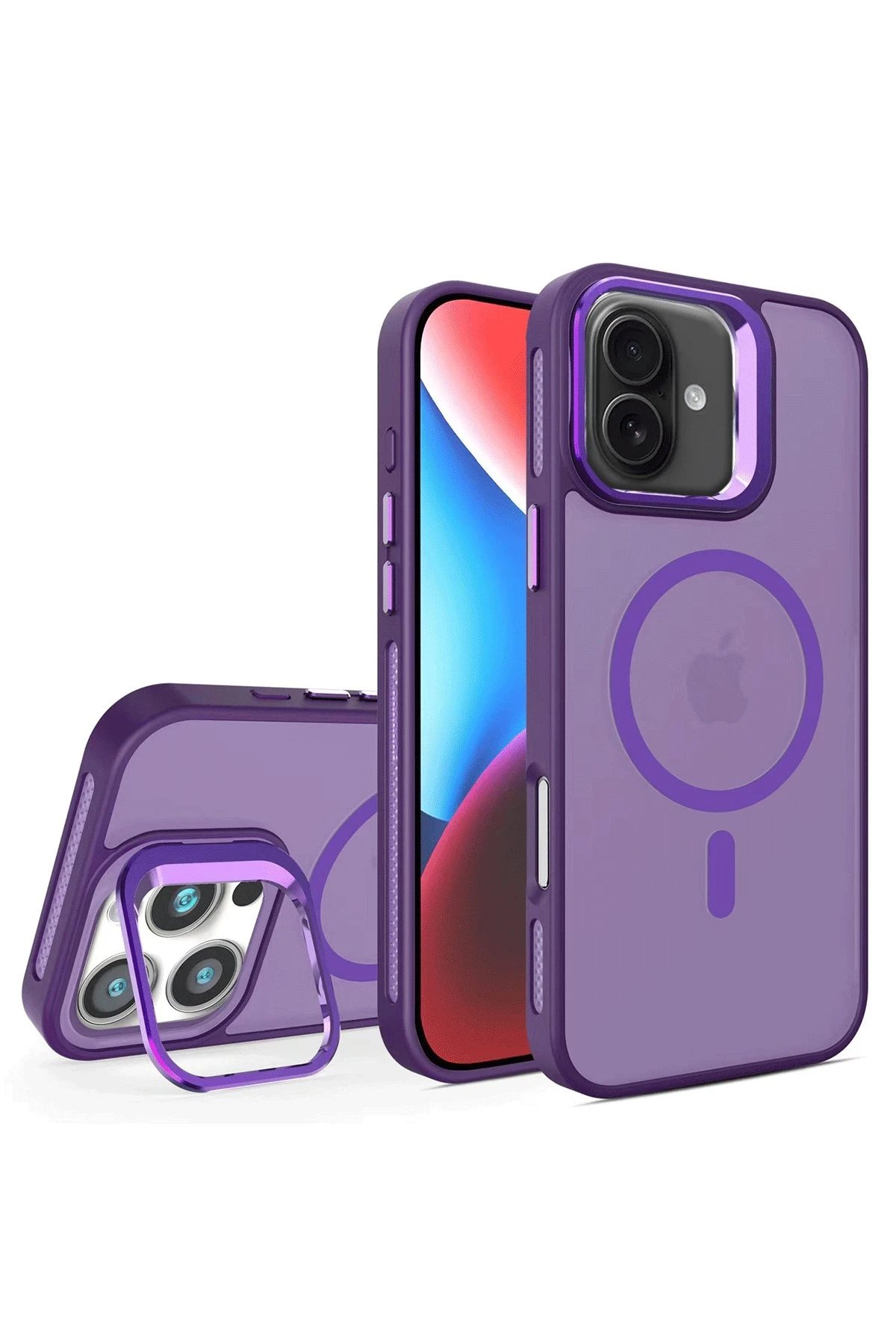 iPhone 16 Flet Lens Magsafe Kapak - Derin Mor-(5796)