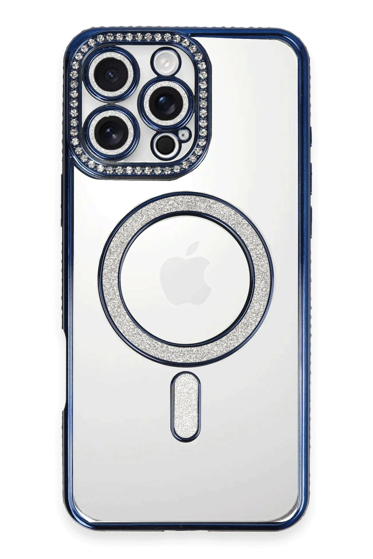 iPhone 16 Pro Kılıf Joke Simli Magneticsafe Kılıf - Lacivert-(5796)