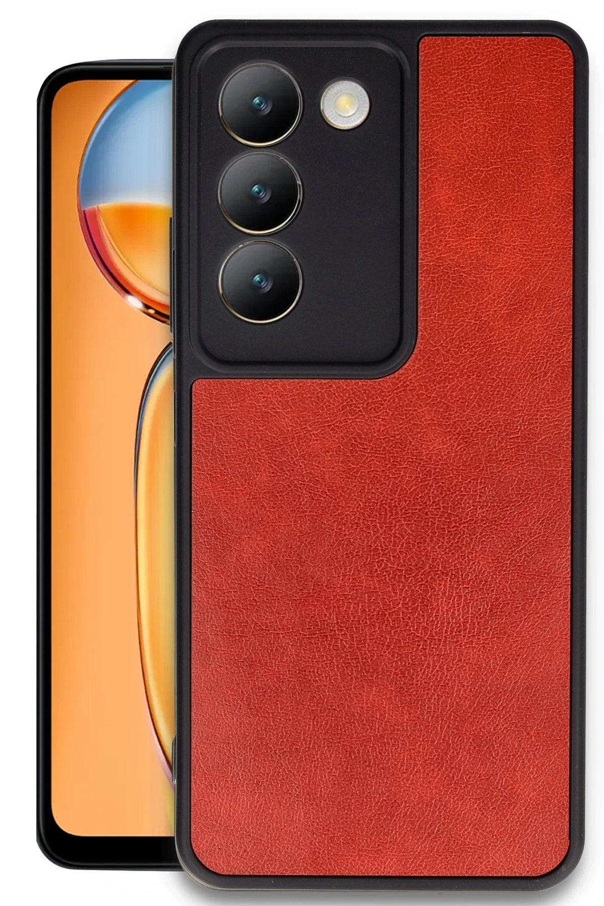 Vivo V30 Lite 4G Kılıf Aras Deri Kapak - Kırmızı-(5796)