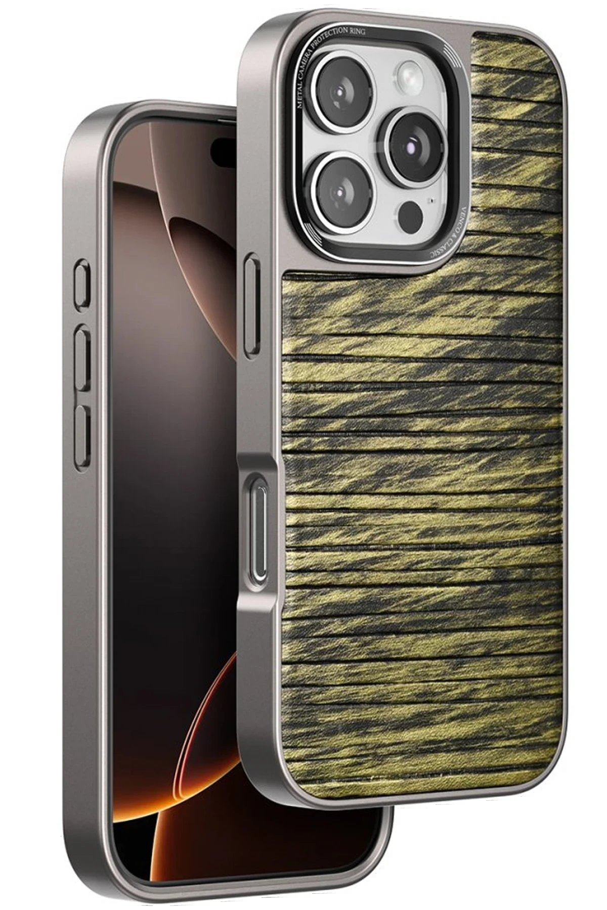 iPhone 16 Pro Wave Kapak - Koyu Kahve-(5796)