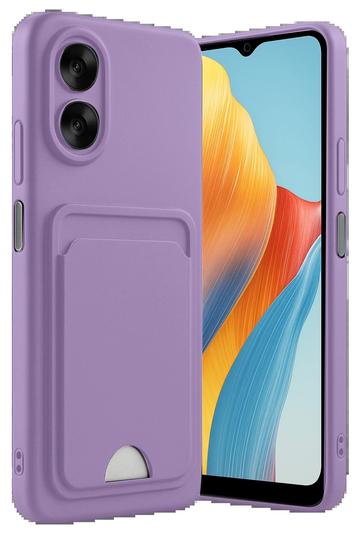 Oppo A38 Kılıf Kelvin Kartvizitli Silikon - Lila-(5796)
