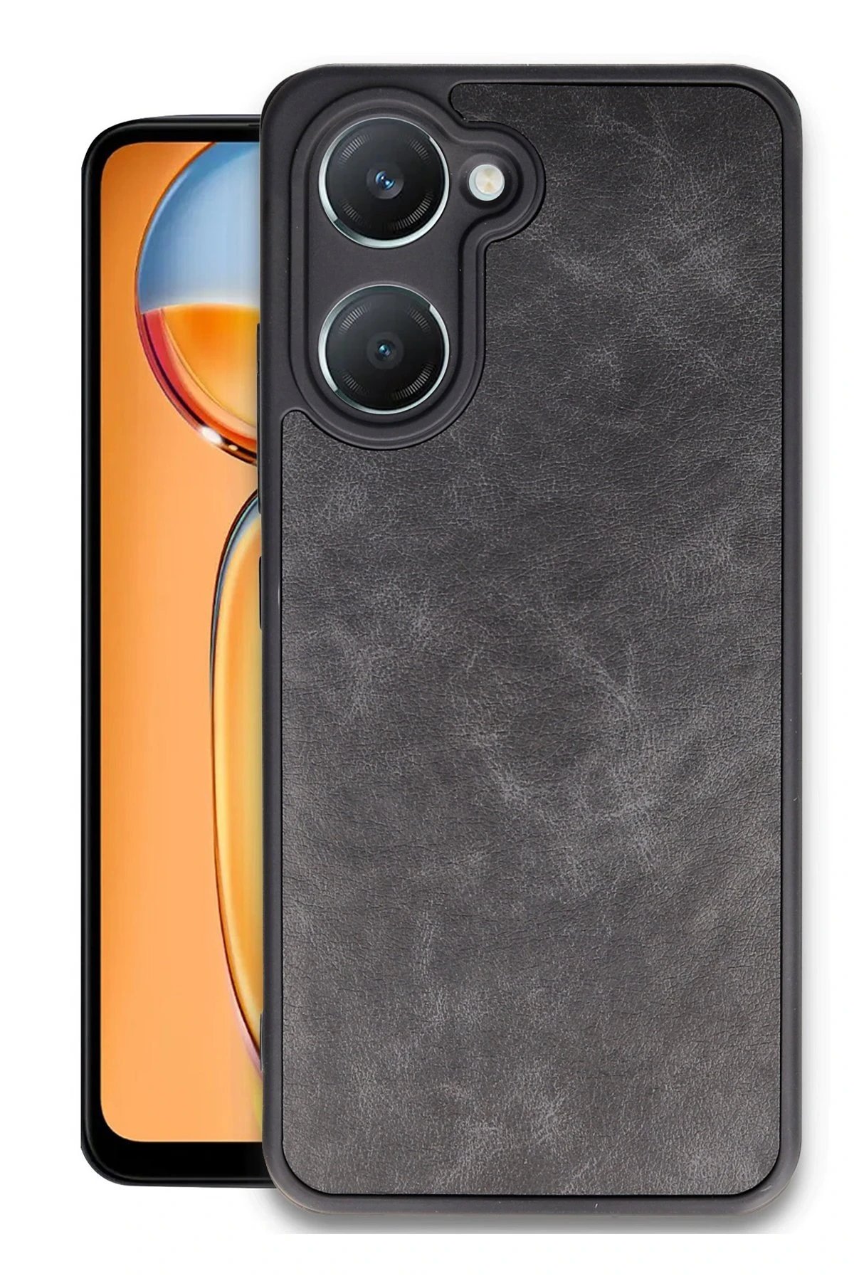 Vivo Y18 Kılıf Aras Deri Kapak - Siyah-(5796)