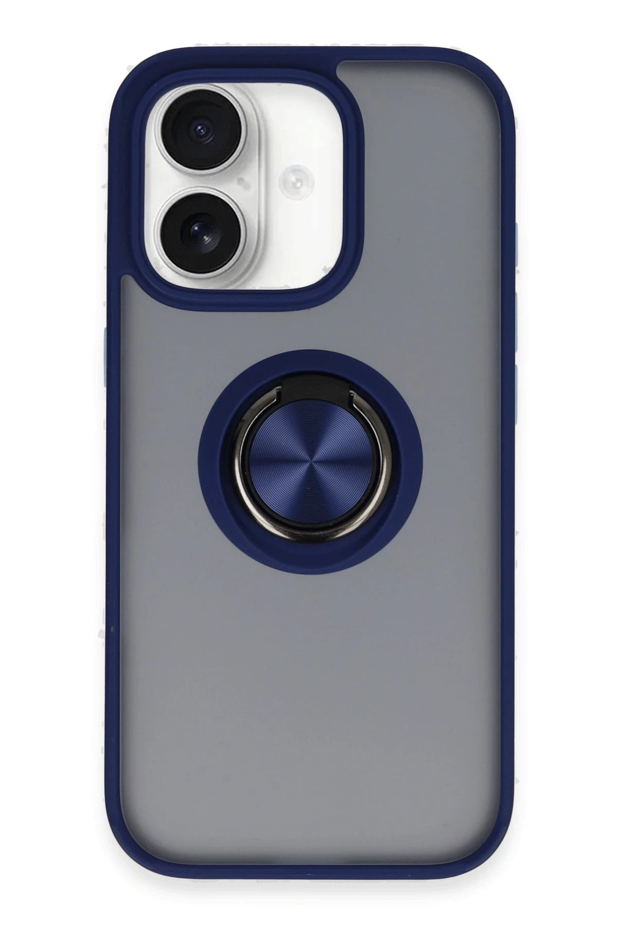iPhone 16 Kılıf Montreal Yüzüklü Silikon Kapak - Lacivert-(5796)