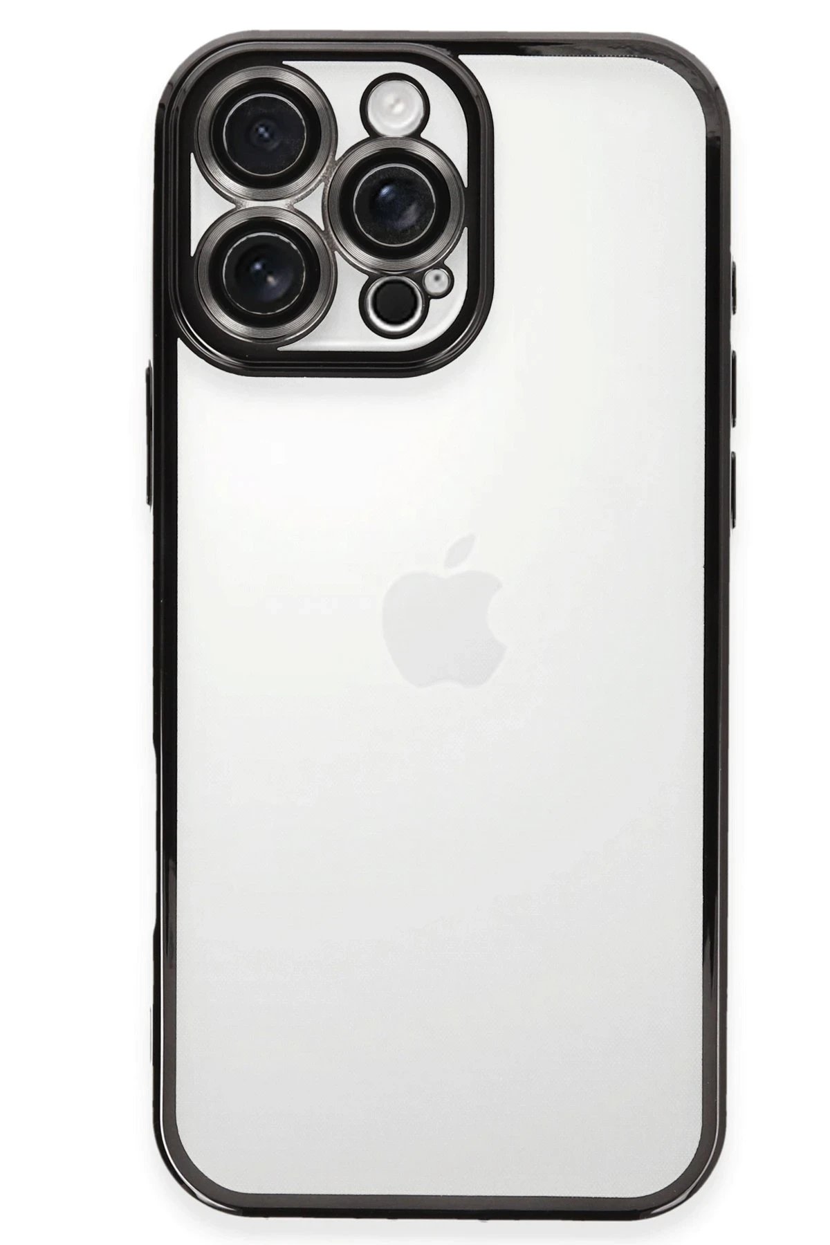 iPhone 16 Pro Kılıf Lensli Silikon - Siyah-(5796)