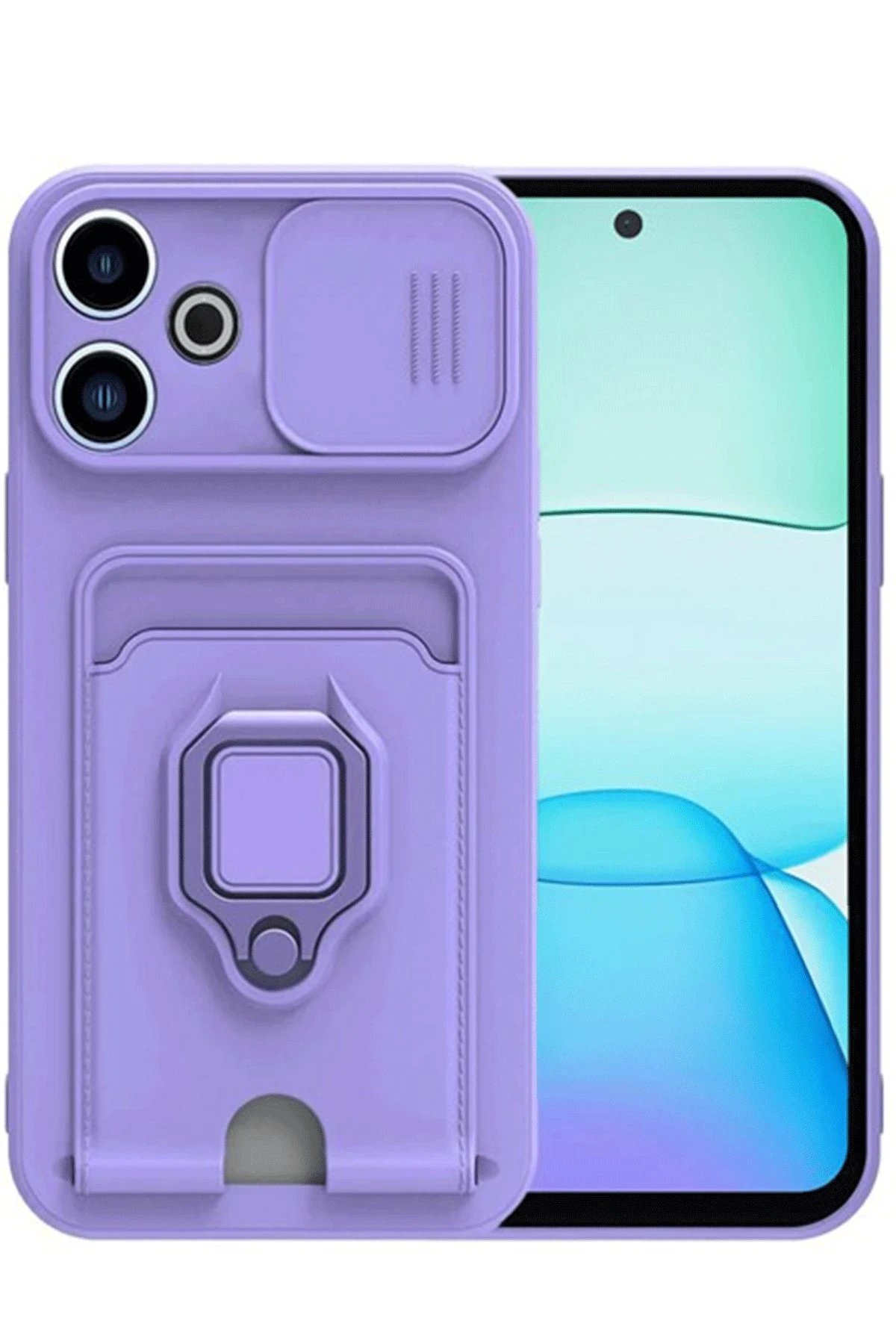Xiaomi Redmi 13 4G Kılıf Zuma Kartvizitli Yüzüklü Silikon - Lila-(5796)