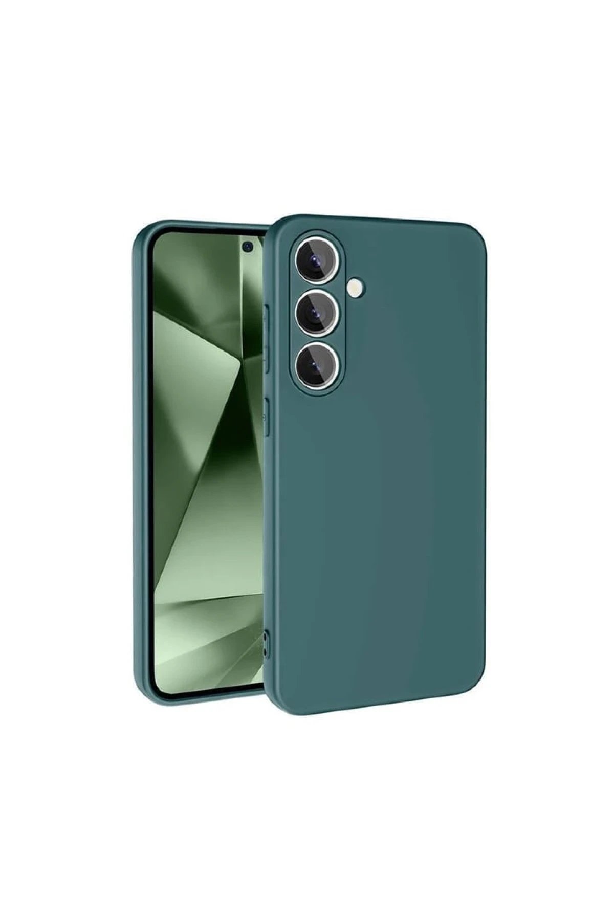 Samsung Galaxy S24 FE Kılıf Nano içi Kadife Silikon - Koyu Yeşil-(5796)